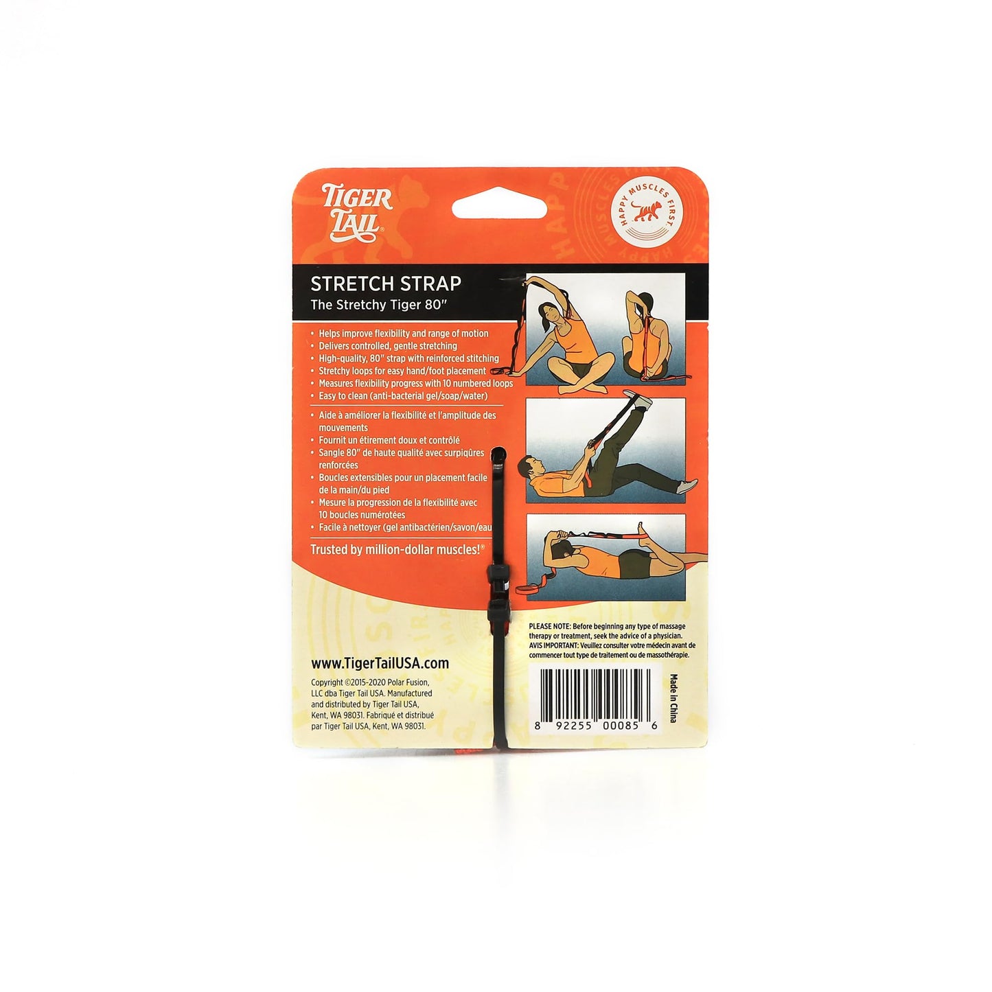 Tiger Tail The Stretchy Tiger 80” - Stretch/Yoga Strap with 10 Numbered Loops for Yoga, Physical Therapy, Pilates, & Exercise, Stretching Strap with Loop
