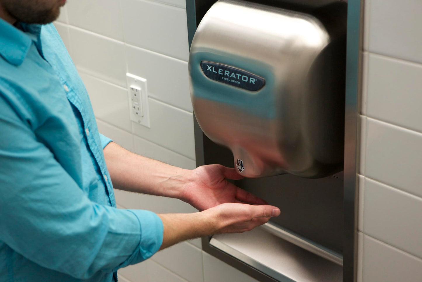 Excel Dryer XL-CV Hand Dryer XLERATOR XL-C Automatic, Surface-Mounted, Cast Cover, Chrome Plated, 208-277V Standard Nozzle