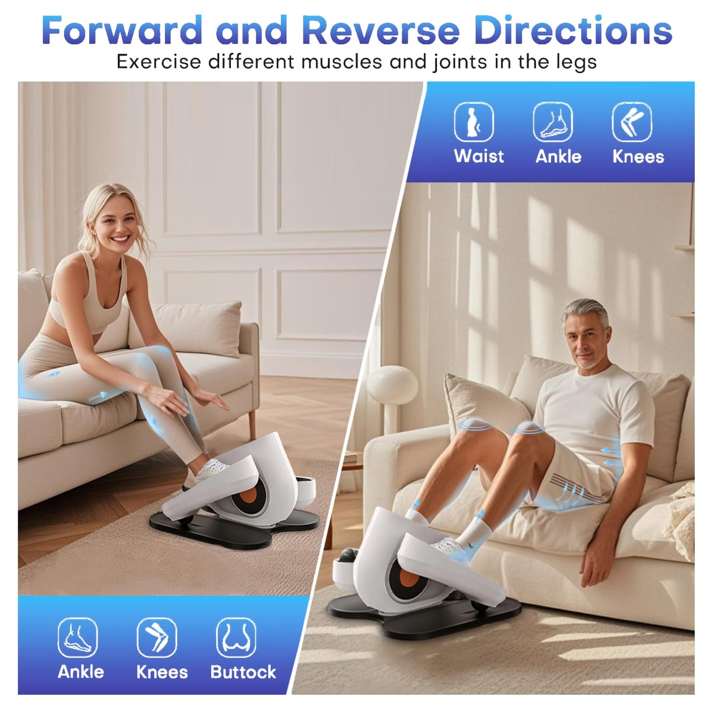 HJDFGSS Under Desk Elliptical Machine, Electric Leg Exerciser While Sitting for Seniors with Remote Control, Quiet Portable Seated Pedal Exerciser, Auto & Manual Mode, 10 Speeds for Home Office(White)