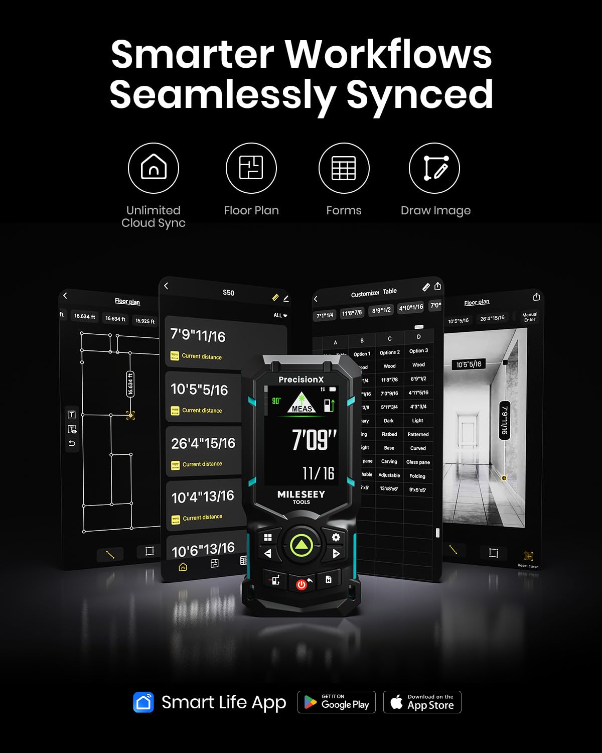 MILESEEY S50 Green-Beam Laser Distance Measure - 400ft Laser Measure, P2P, Side-Laser Alignment, Rechargeable, 2.4" IPS Backlit Display, Area/Volume Measurement, 8 Units, Indoor&Outdoor