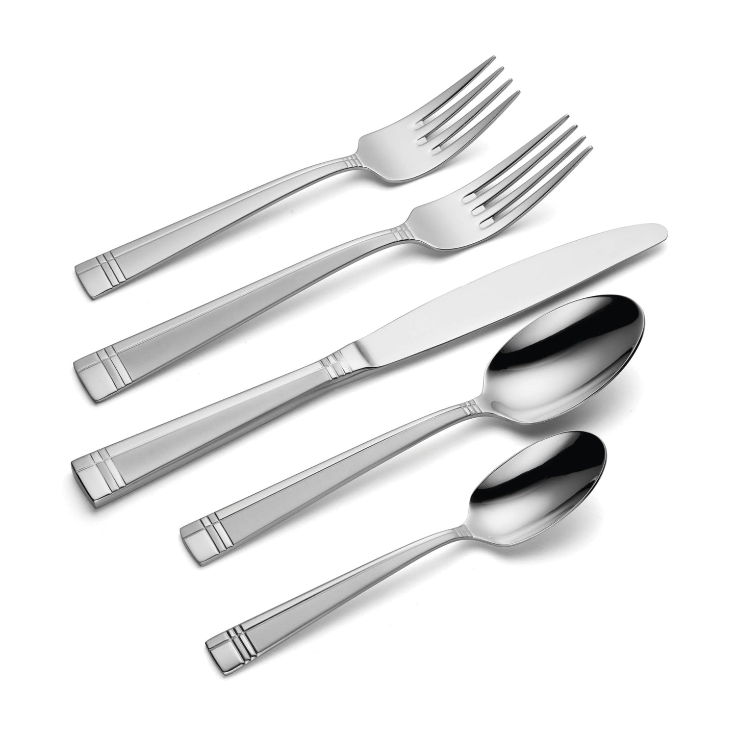 Oneida Silverware Set, Amsterdam 45-Piece Everyday Flatware Set, Service For 8, 18/0 Stainless Steel, Rust Resistant, Dishwasher Safe, Knives Spoons And Forks Set, Home And Kitchen (Silver, 45 Piece)