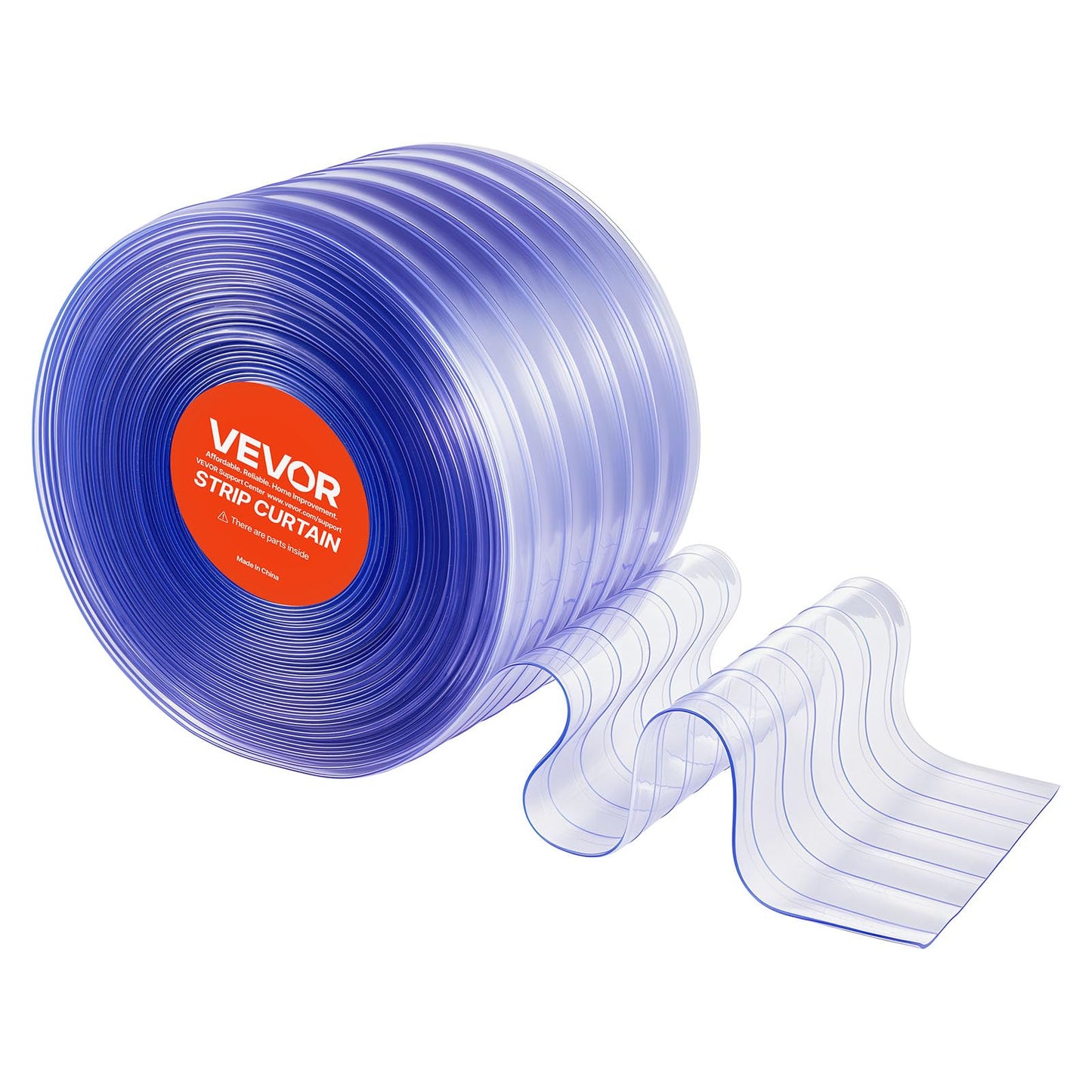 VEVOR Clear PVC Strip Curtain, 150 ft Length x 12 in Width, Ribbed Plastic Door Strip Bulk Roll, Walk in Freezer Cooler Curtain Strips for Doorways of Supermarket, Garage, Warehouse, Pet Animal House