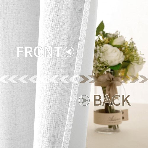 MIULEE Blackout Curtains - 100% Thermal Insulated Linen Textured Drapes | Bright White, 52 x 45 Inch (2 Panels)