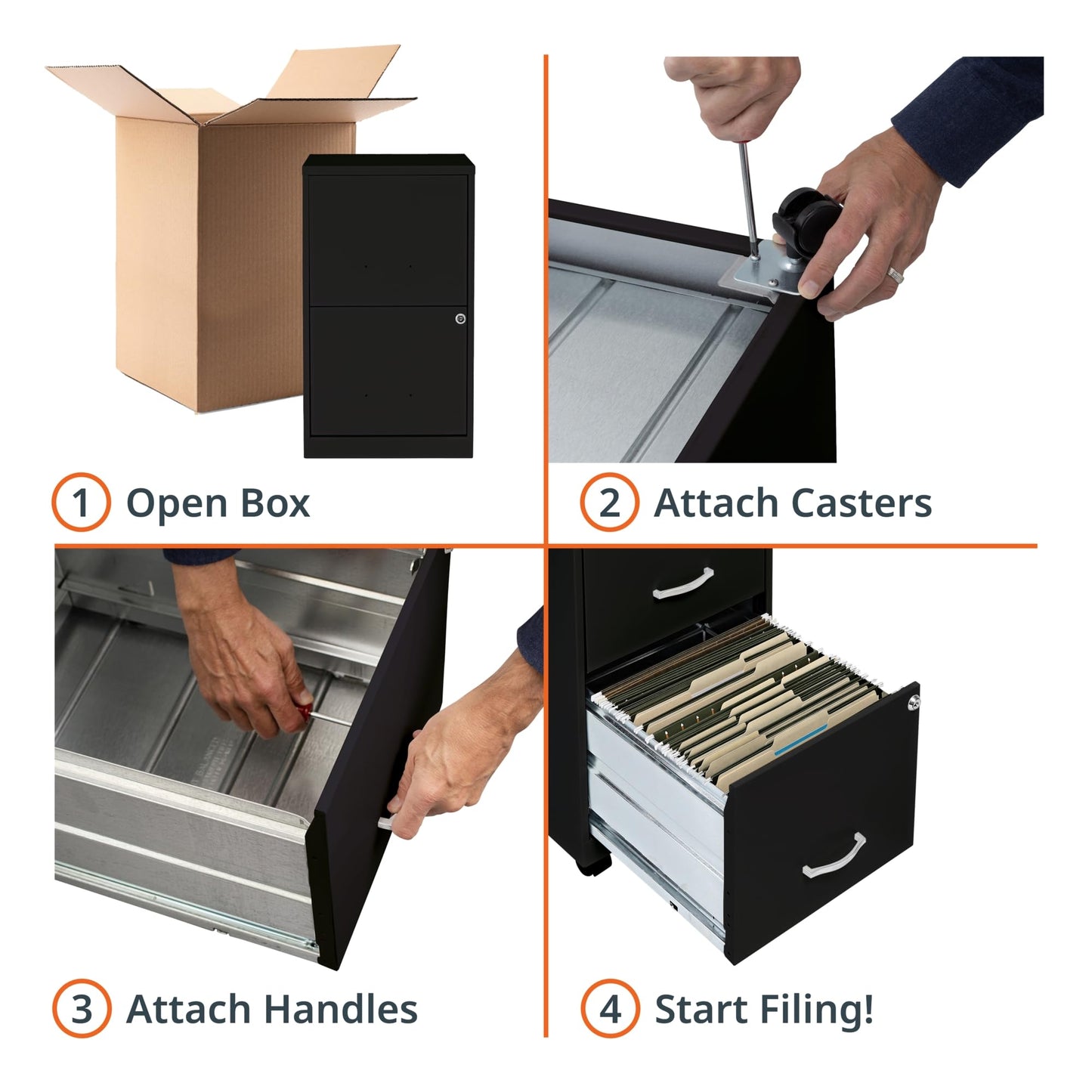 Lorell 2-Drawer Mobile File Cabinet, 14.2" x 18" x 26.5", Black