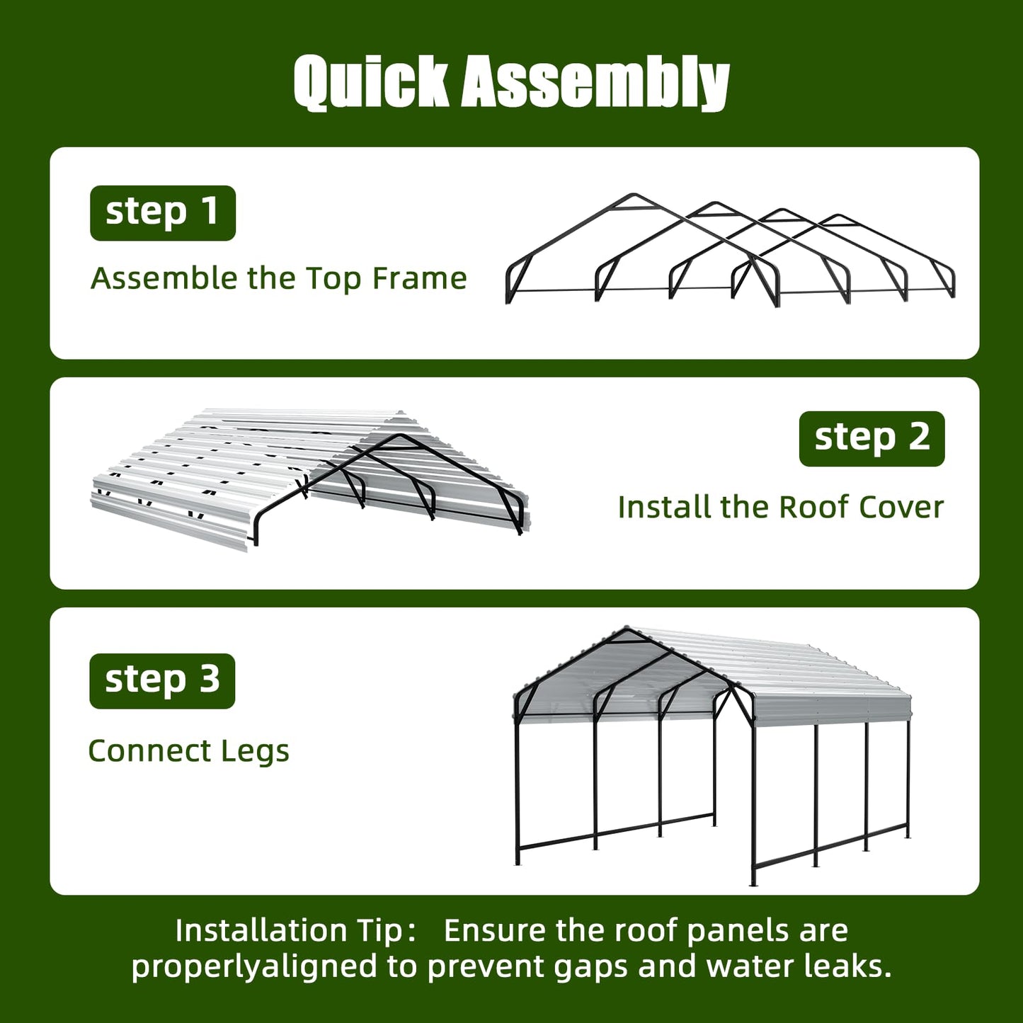 VOYSIGN Metal Carport Heavy Duty 12x20ft Outdoor Galvanized Steel Car Port, Vehicle Canopy Garage Shade, Multi-Use Shelter for Car, Boat, Tractors & Outdoor Storage