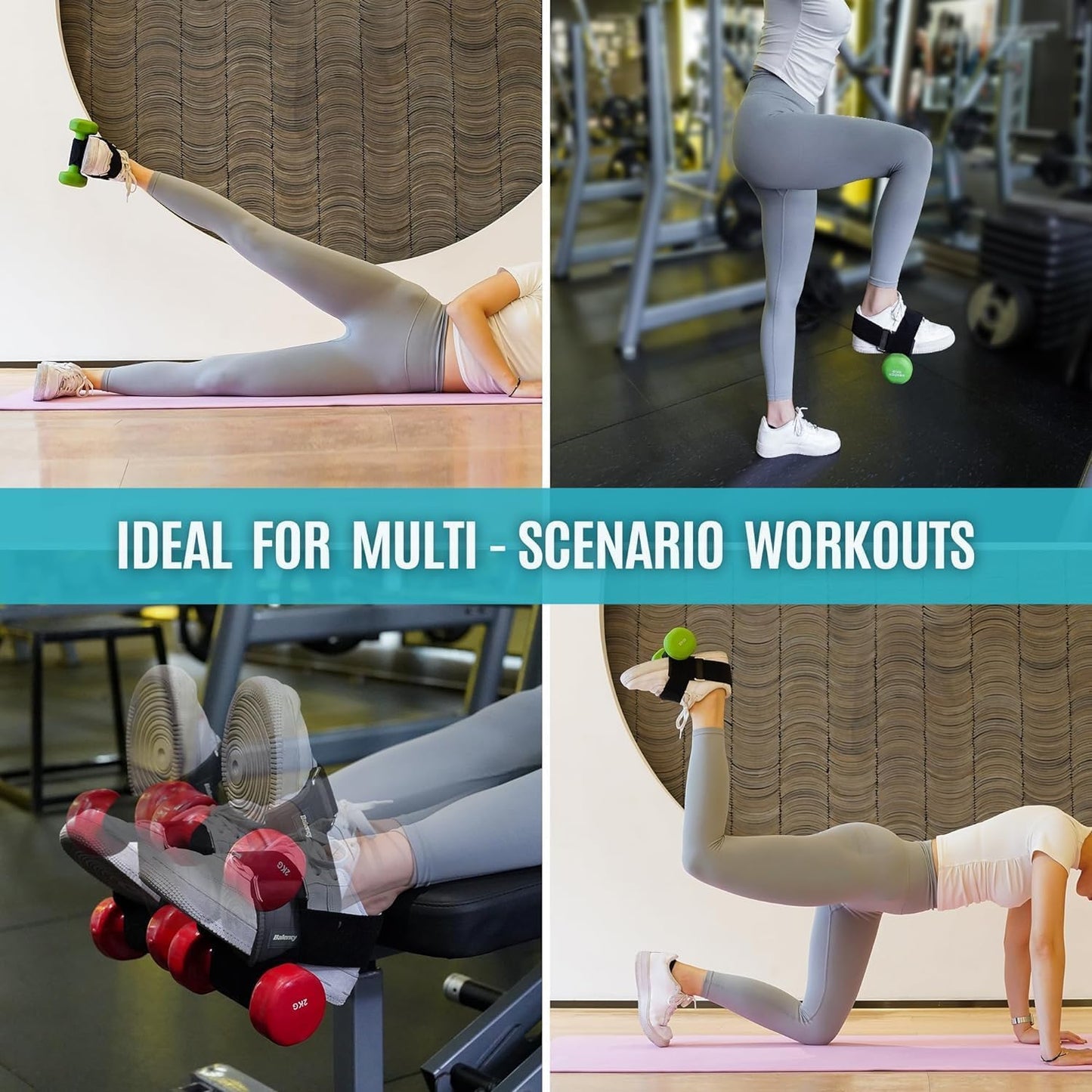 Dumbbell Foot Attachment for Leg Workout, Dumbbell Attachment Straps, Tibialis Trainer, Ankle Straps for Dumbbells, Dumbbells Foot Strap for Weight Lifting,Shin Splint,Hamstring Curls,Leg extensions