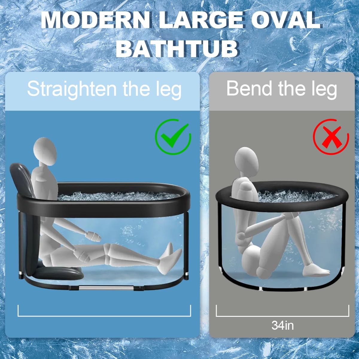 Inflatable Ice Bath Tub for Athletes Recovery Cold Plunge Tub with Lid, Water Chiller Compatible, Large XXL Cold Bath Tub for Cold Water Therapy