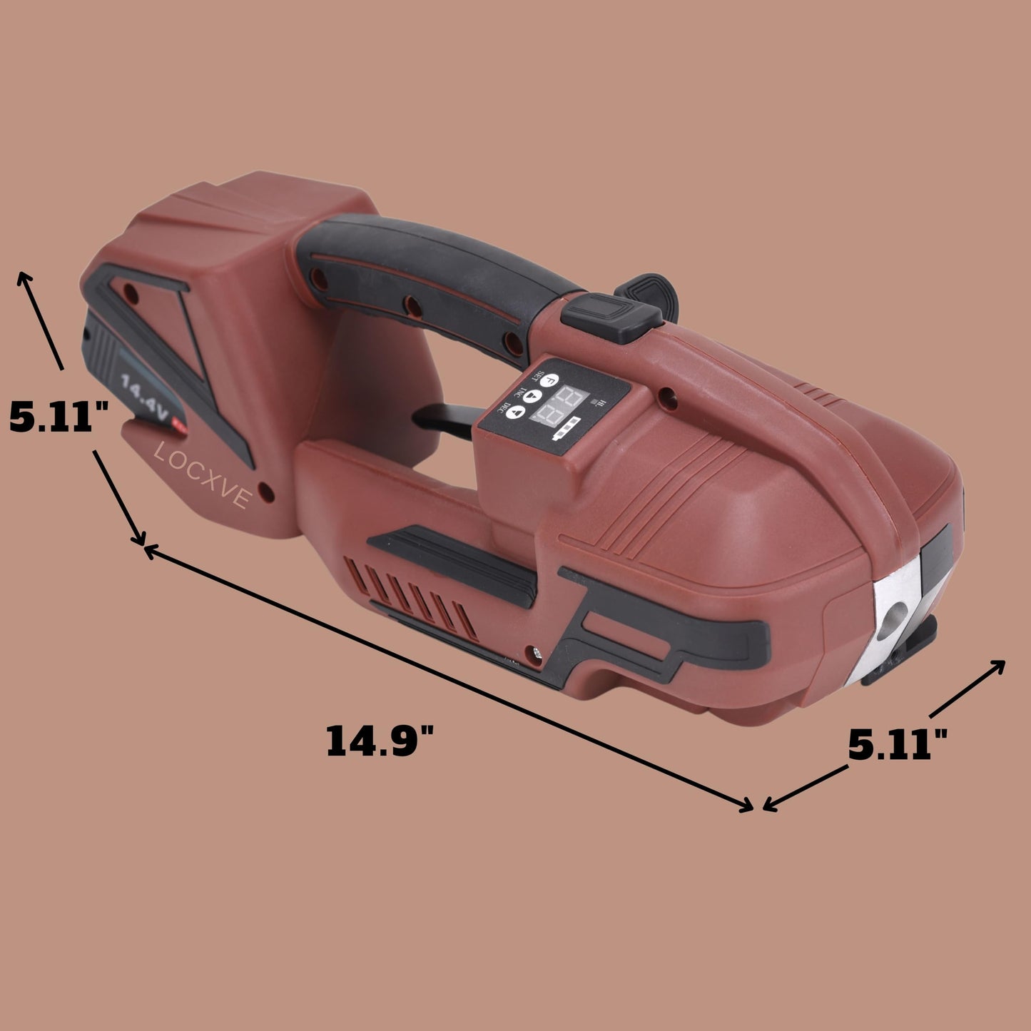 Electric Strapping Packaging Machine with LCD Screen Automatic 2 x 4000mah Battery Powered Portable Handheld Strap Tool for 1/2-5/8 in PP PET Straps Banding Box Pallet by LOCXVE