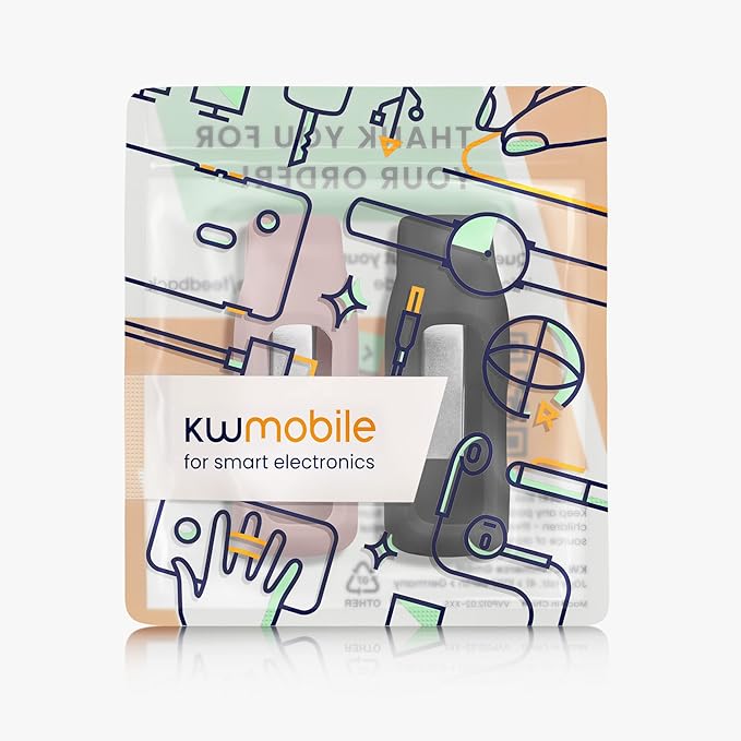 kwmobile 2X Clip Holders Compatible with Fitbit Inspire 3 / Inspire 2 / Ace 3 - Clip-On Holder Replacement Set - Black/Dark Blue