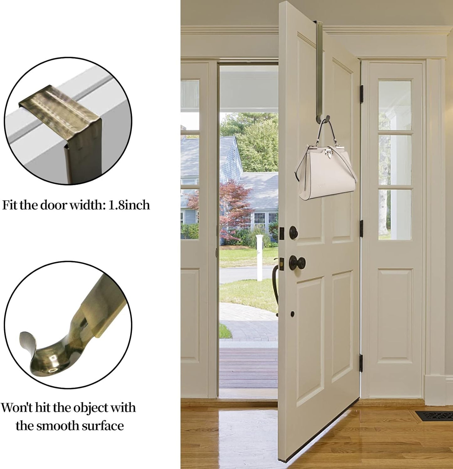 ZMCINER Wreath Hanger - Adjustable 15-25 Inch for Front Door | Supports Up to 20 lbs, Nickel Finish