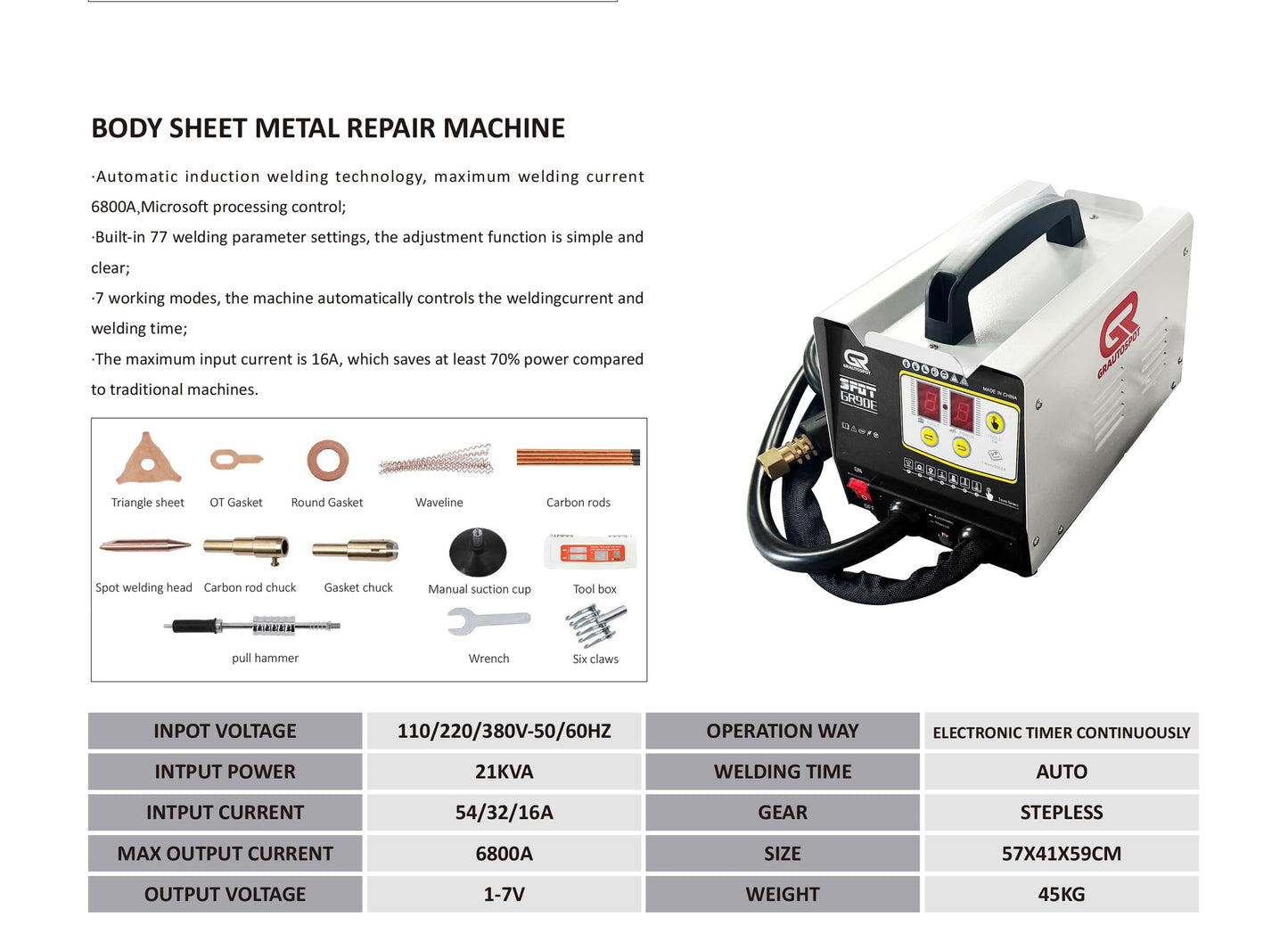 F90E110V Spot Welder Dent Puller,3KW Panel Spot Welder Puller,7 Models Spot Welding Machine ,Stud Welder Machine for Car Body Dent Repair (220, Volts)