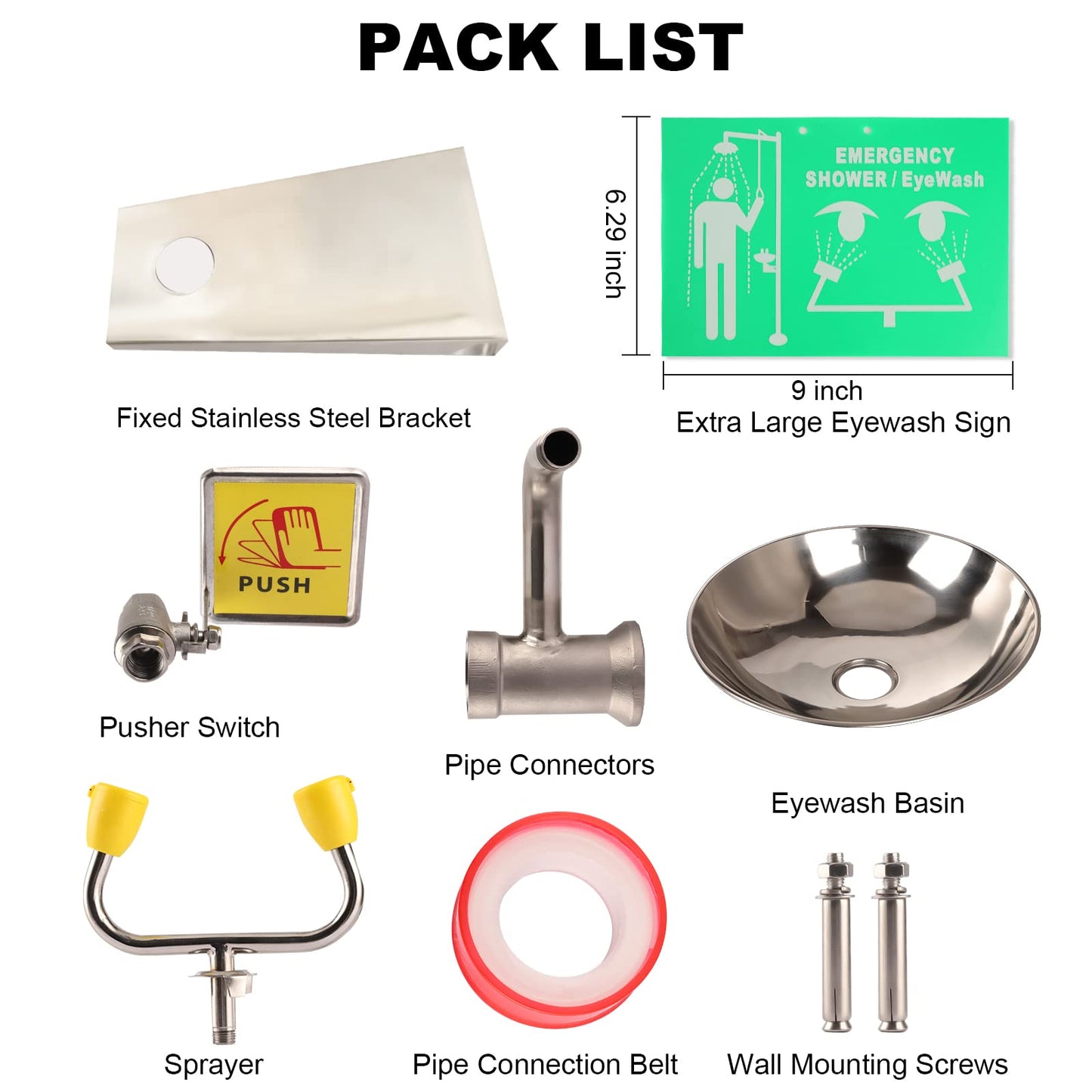 Eye Wash Station Emergency Wall-Mounted - 2Pcs Yeipower Portable First Aid Eyewash Station Eye Irrigation Sign