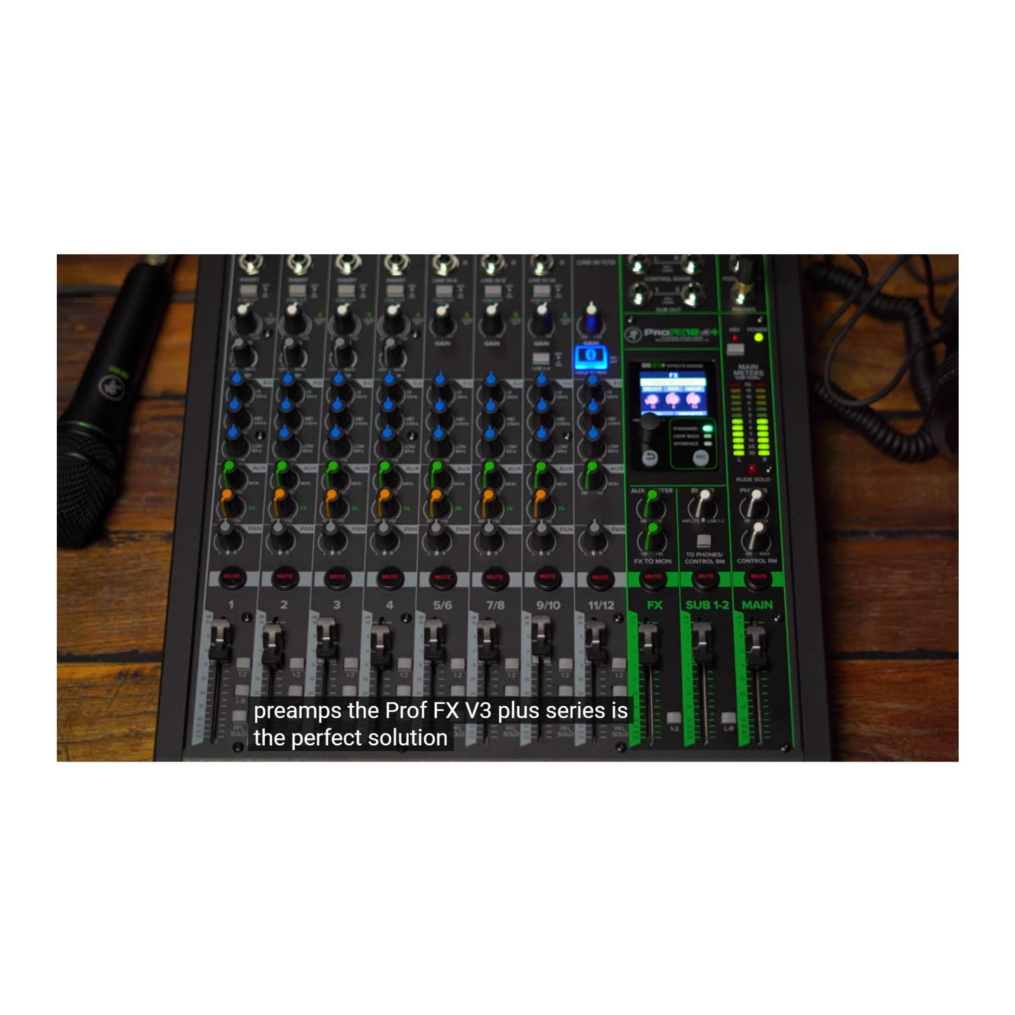 Mackie ProFX12v3+ 12-Channel Professional Analog Mixer with USB, Onyx Mic Preamps, GigFX Effects Engine, and Bluetooth