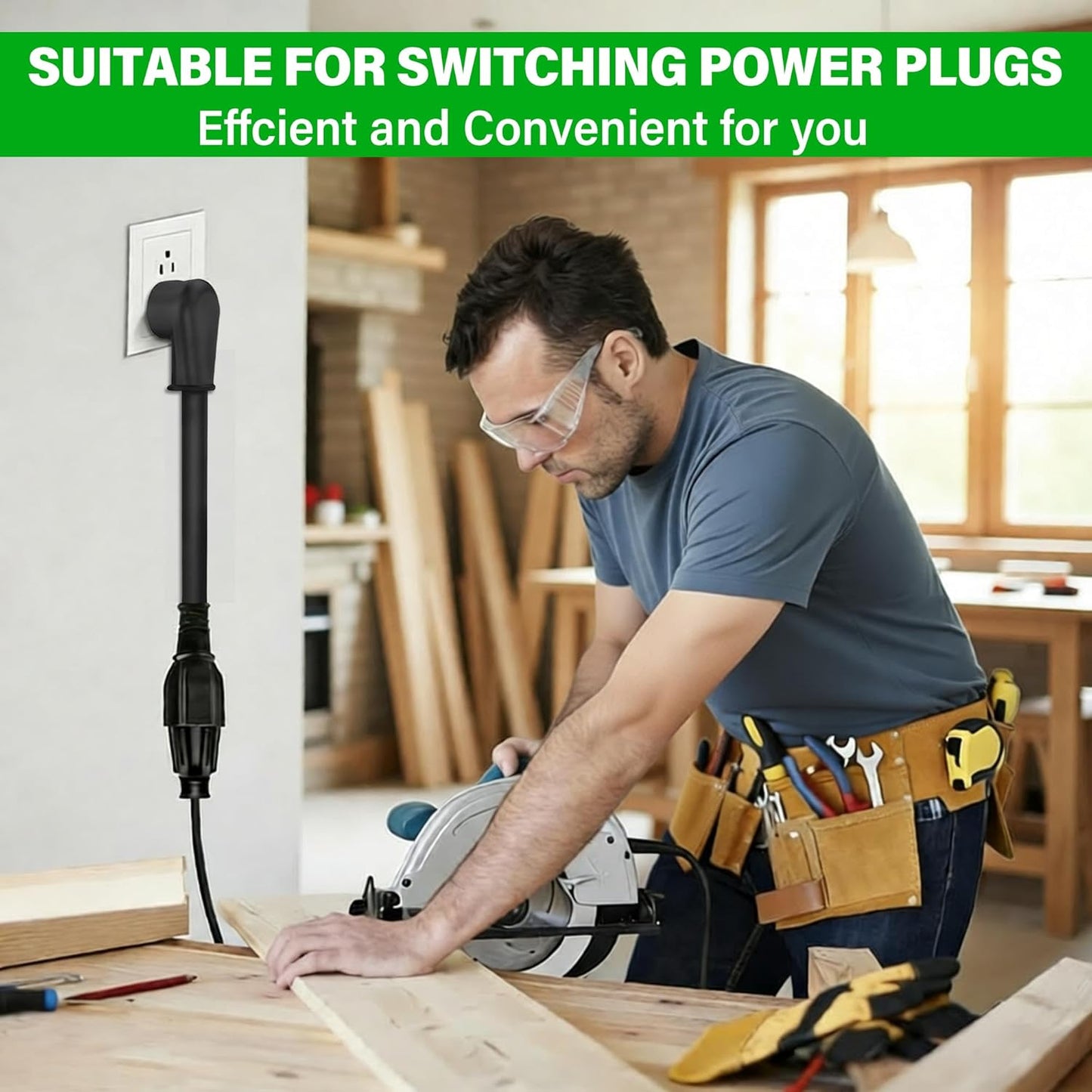 URANT 15 20 12AWG 5-15P 5-20R/6-15R/6-20R 125V/250V Garage(6Ft) Heavy Duty Amp to Amp Plug Adapter Cable, Right Angle