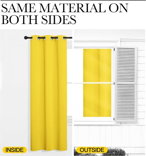 NICETOWN Bright Yellow Curtains - 102" Long, 55" Wide | Sound Reducing, Heat & Cold Blocking Panels for Modern Decor
