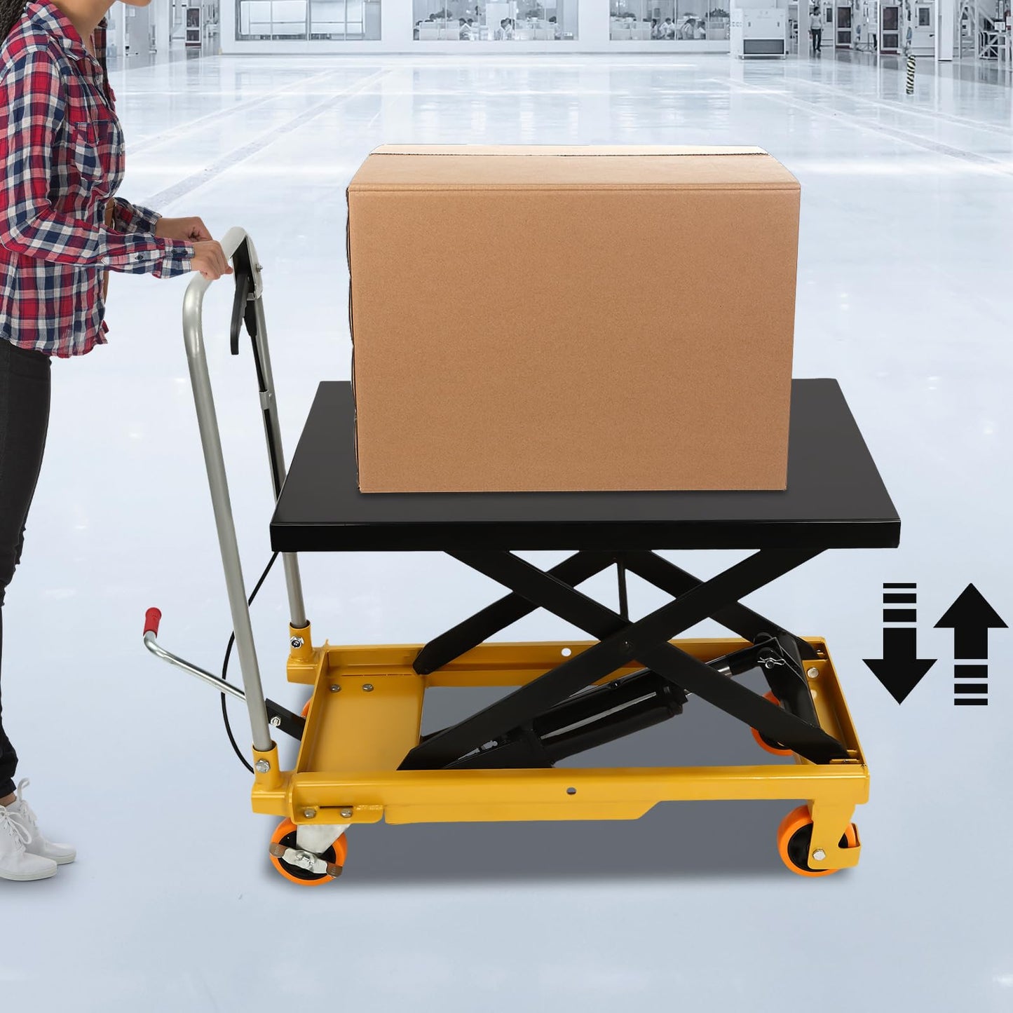 Single Scissor Lift Table, 500lbs Hydraulic Lift Table Cart 28.5" Lift Height Manual Hydraulic Scissor Cart Multi-Function Mobile Platform Cart with 4 Wheels for Material Handling and Transportation