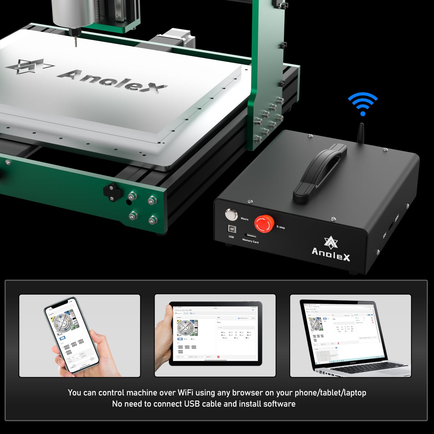 AnoleX CNC Router 4030-Evo Ultra 2 with 4th Axis Rotary Module and Closed Loop Stepper Motor