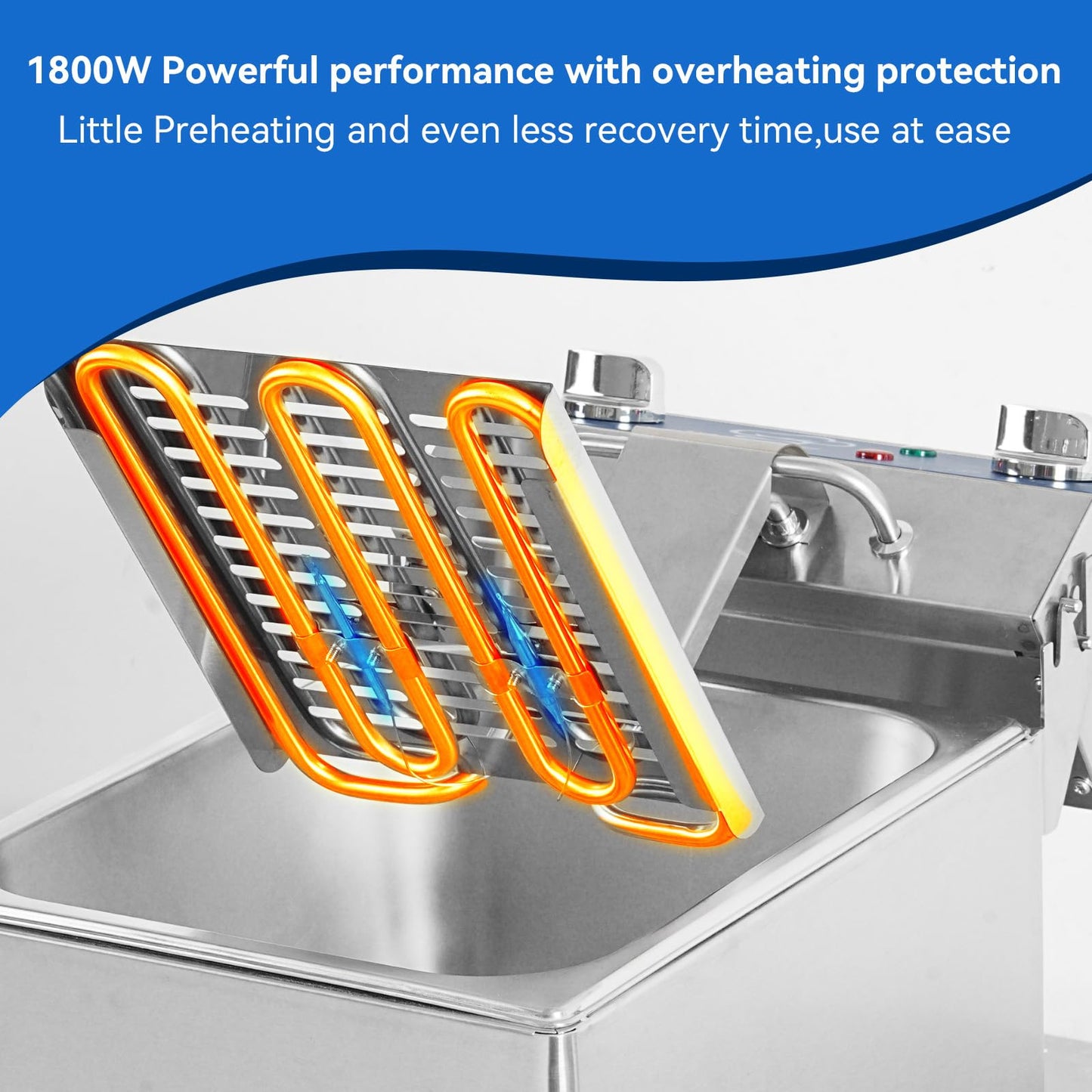 TOPKITCH 8.5Qt Electric Fryer with Oil Drain,30 Minutes Timer,Stretch forming oil tank,Lid and Solid Wire Mesh Basket,Medium Duty Commercial Electric Countertop Deep Fryers-120V,1800W