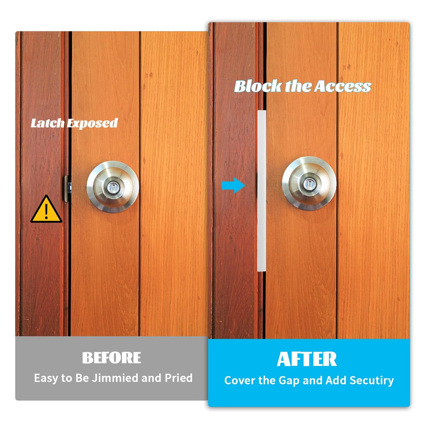 Blulu 2 Pcs Door Latch Guard Plate 7 Inch Outswing Angle Latch Protector Shield L Shaped Security Reinforcement Striker Plates to Block Access to Door Lock Deadbolt