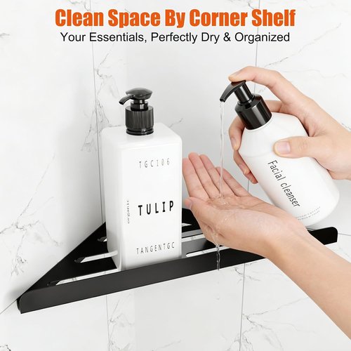Fikoksol Shower Caddy - 2 Pack Black Metal Corner Shelf | Rustproof Wall-Mounted Bathroom Organizer