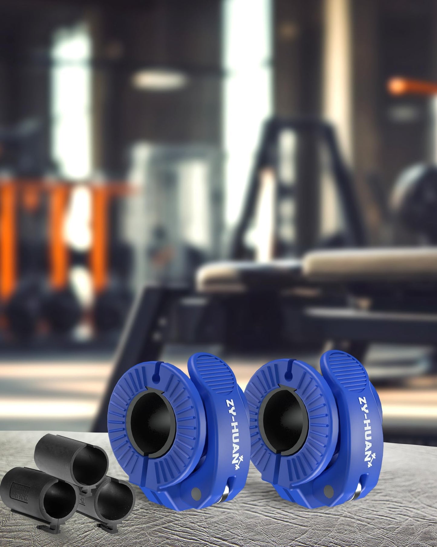 ZY-HUAN Pro Barbell Clips 1 inch Barbell Clamps 0.9-1.18inch Quick Release Weight Clips for Bars Multi-Size Adjustable Olympic Barbell Clamps (Blue)