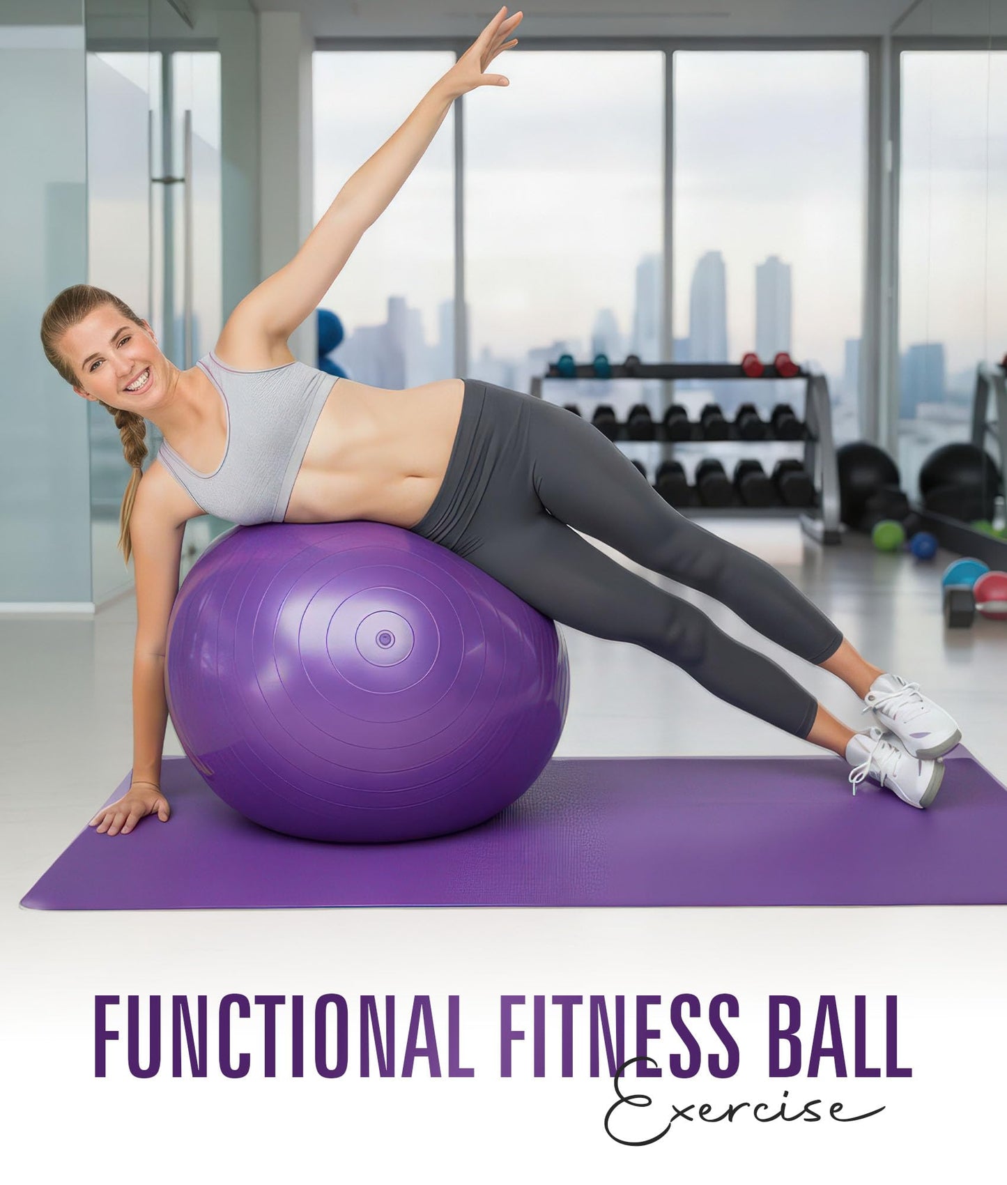 ROMIX Exercise Ball for Yoga, Pilates and Fitness, Anti-Burst Yoga Ball for Pregnancy with Pump, Anti-Slip Stability Balls for Home Gym Workout, Extra Thick Exercise Balls Physical Therapy, 3 Sizes