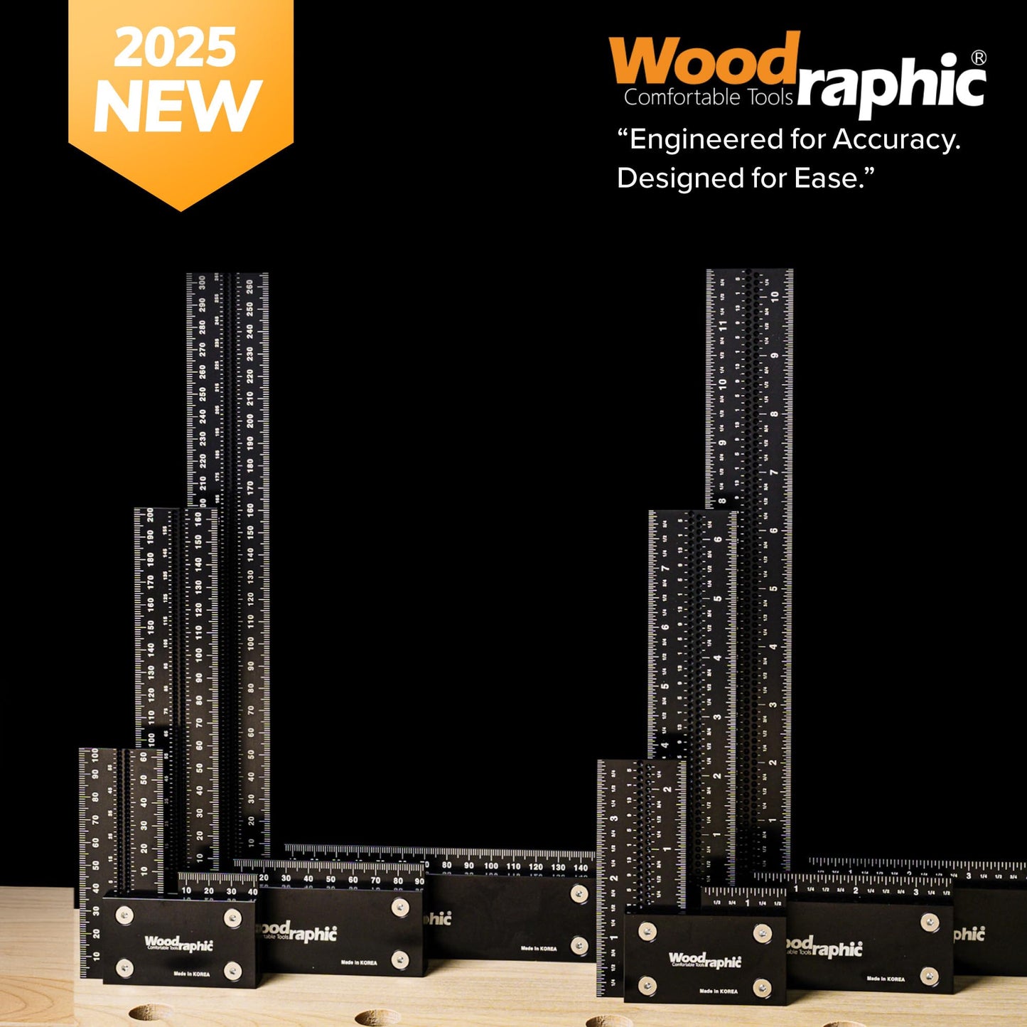 Woodraphic Large Woodworking Square MM Set 100 & 300 - Professional Framing Carpenter Tool | Aluminum Precision Machinist Ruler for Construction Layout Rafter Speed Triangle