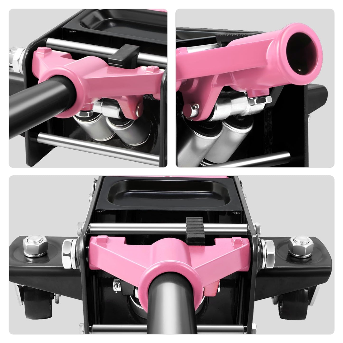 DNA Motoring Low Profile Hydraulic Trolley Service/Floor Jack, 3 Ton (6000 lbs) Capacity, Lifting Range 3"-20", Pink, TOOLS-00475-PK