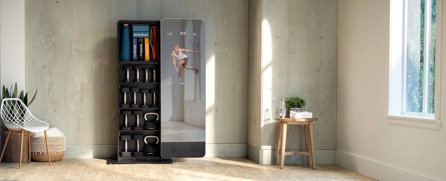 Nordictrack Vault Complete Reflective Trainer with Fitness Accessories, Pivoting Mirror and Touchscreen, and 30-Day iFIT Family Membership