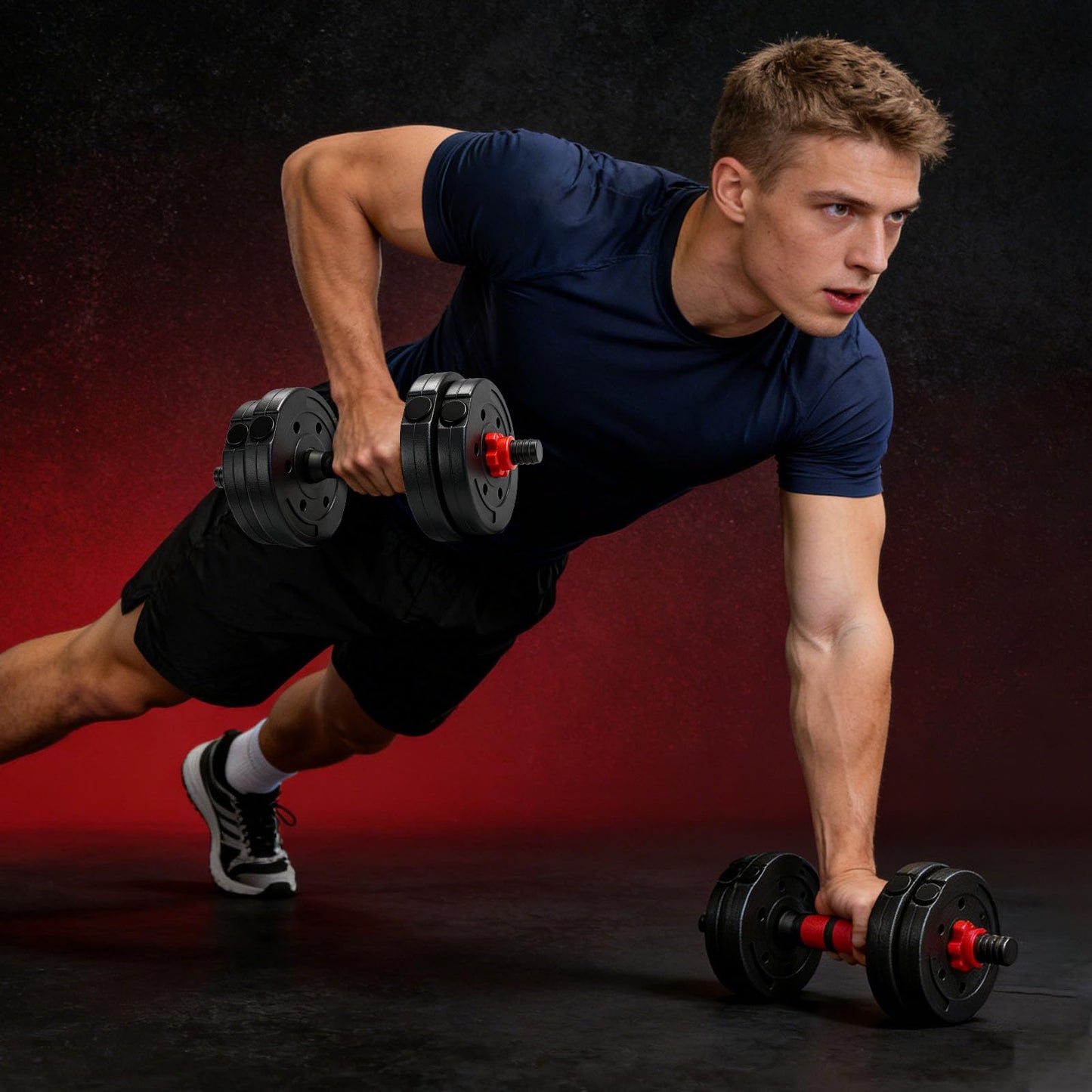 Adjustable Weights Dumbbells Set, 20lbs Free Weights with Connector, Convertible Dumbbell Barbell Push-up Stand Set, 3 in 1 Home Gym Fitness Weight Set for Men and Women