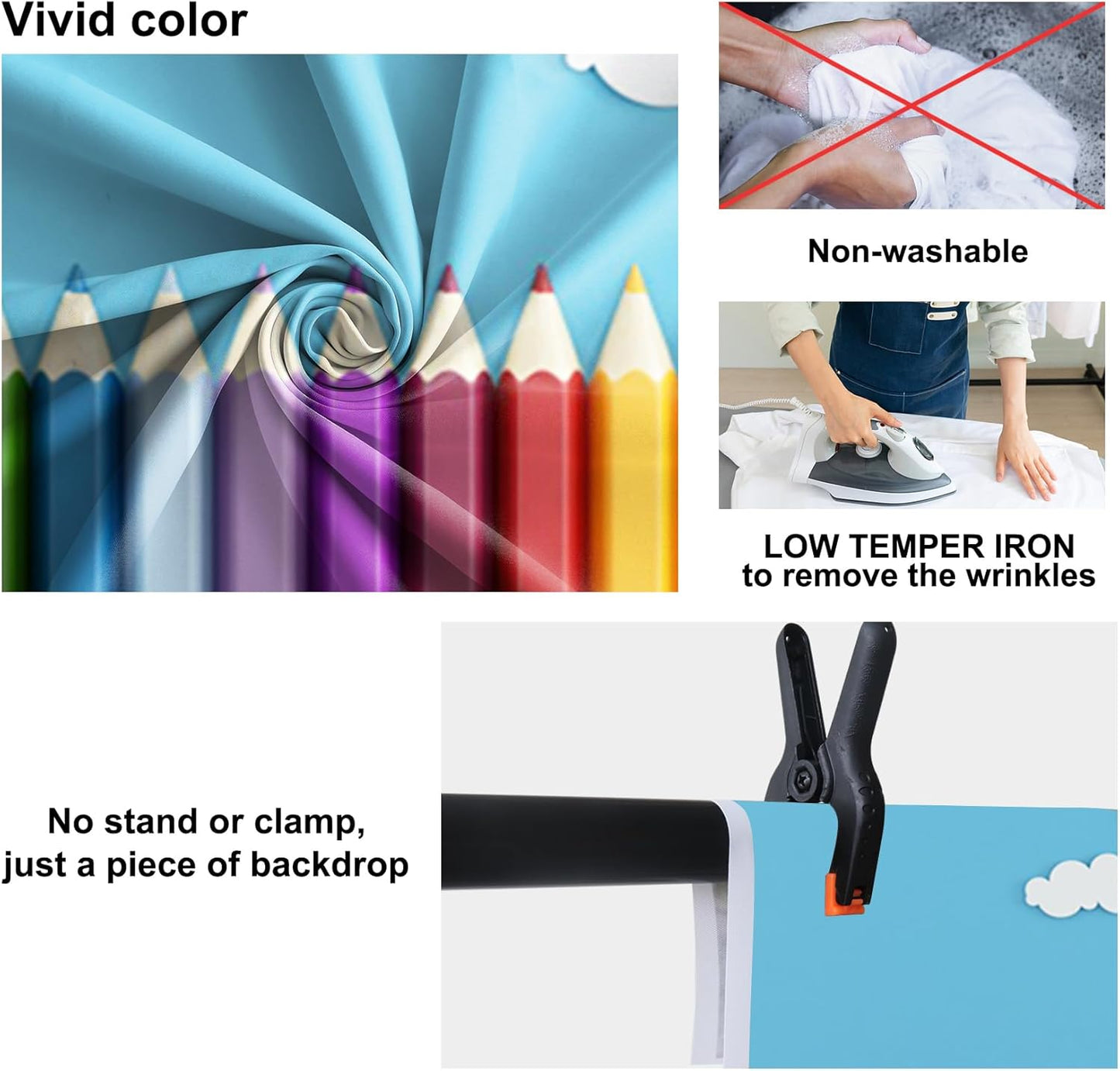Baocicco 10x8ft Vinyl Backdrop Children's Room Interior Decor Photography Background Crayon Sun Clouds Blue Background
