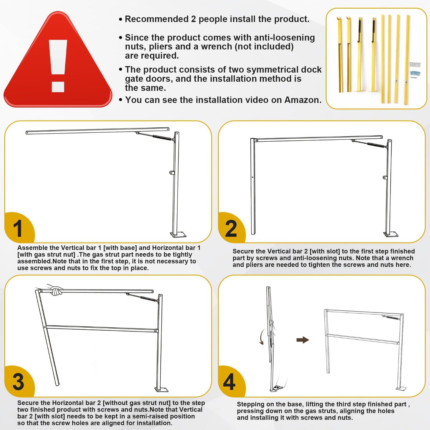 Wesiti Loading 8ft Folding Dock Double Safety Gate, Fall Hazard Protection for Warehouse Unloading Area Truck Dock Guardrail(8.42 x 3.5 ft)