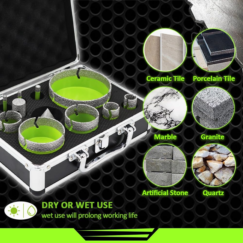 FACHLICH Diamond Porcelain Saw Blade and Diamond Tile Hole Saw Kit - FACHLICH from 1/4" to 4" Porcelain Ceramic Tile Diamond Core Drill Bits Set