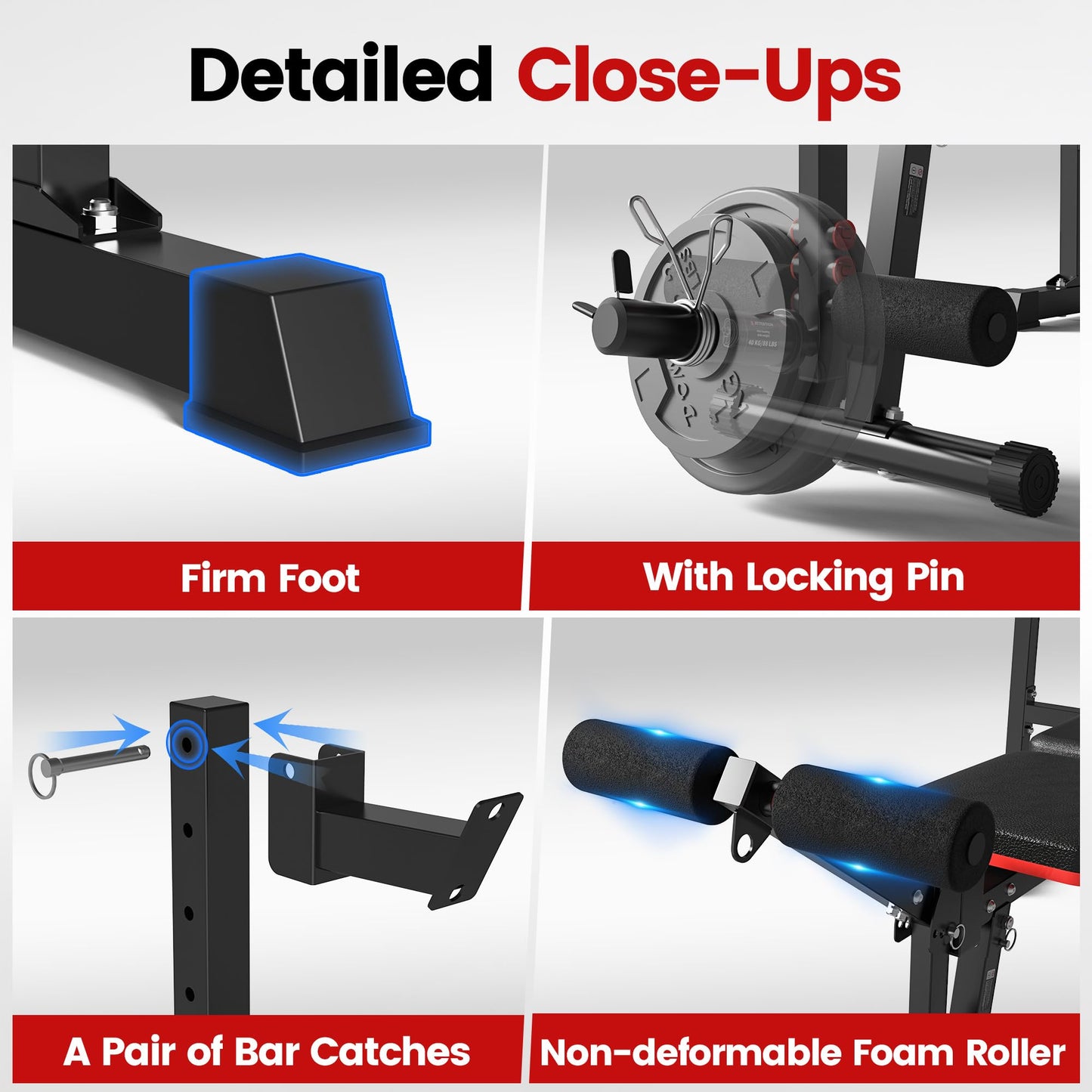 Weight Bench Set, 880LBS Adjustable Bench Press Set with Leg Extension and Barbell Rack, Safety Bar Catches, Fasting Foldable Workout Benches for Home and Gym