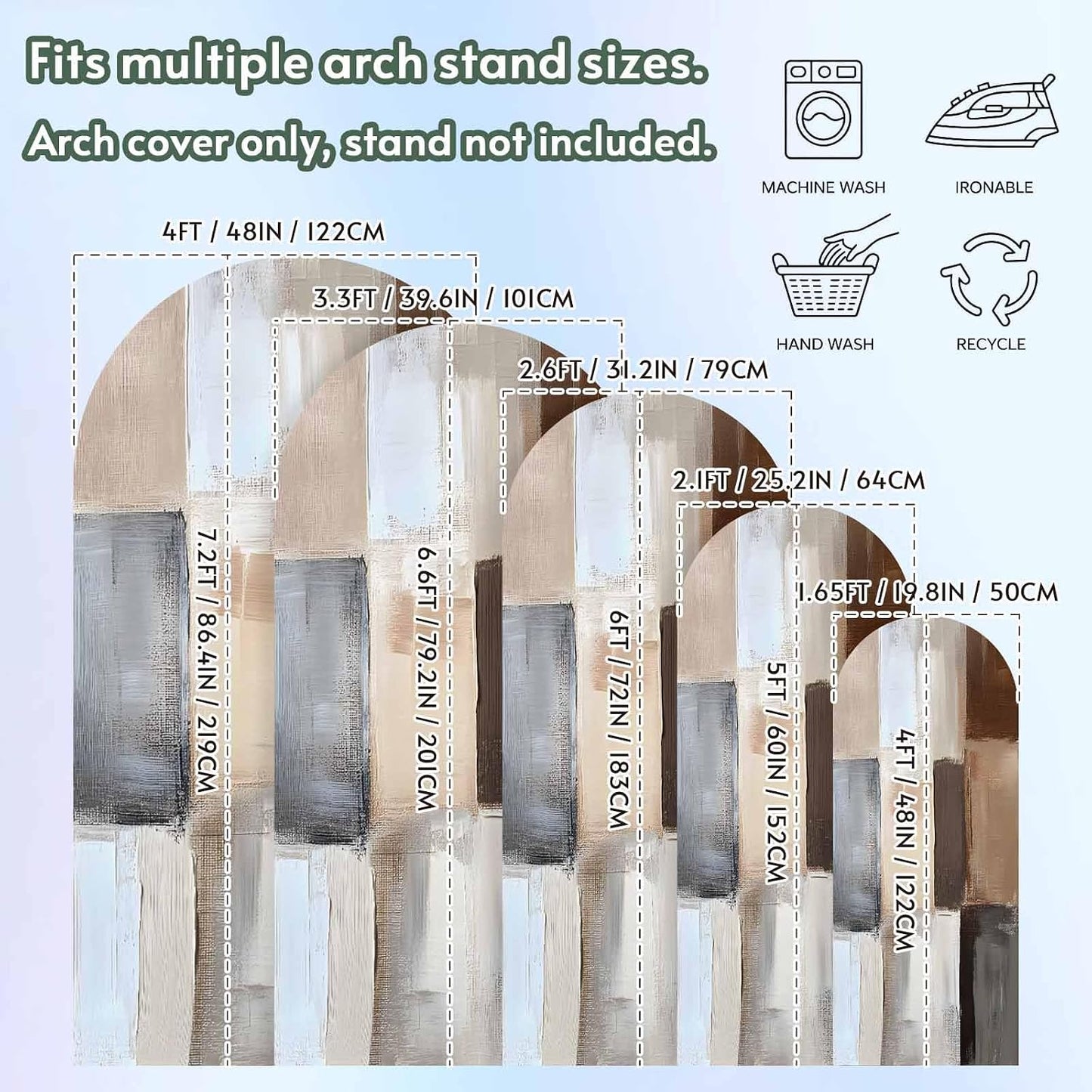 Jnbasdffb 7.2 Brown Beige Color Blocks Wedding Arch Cover, Stretchy Spandex Arch Backdrop Stand Covers FT, Abstract Oil