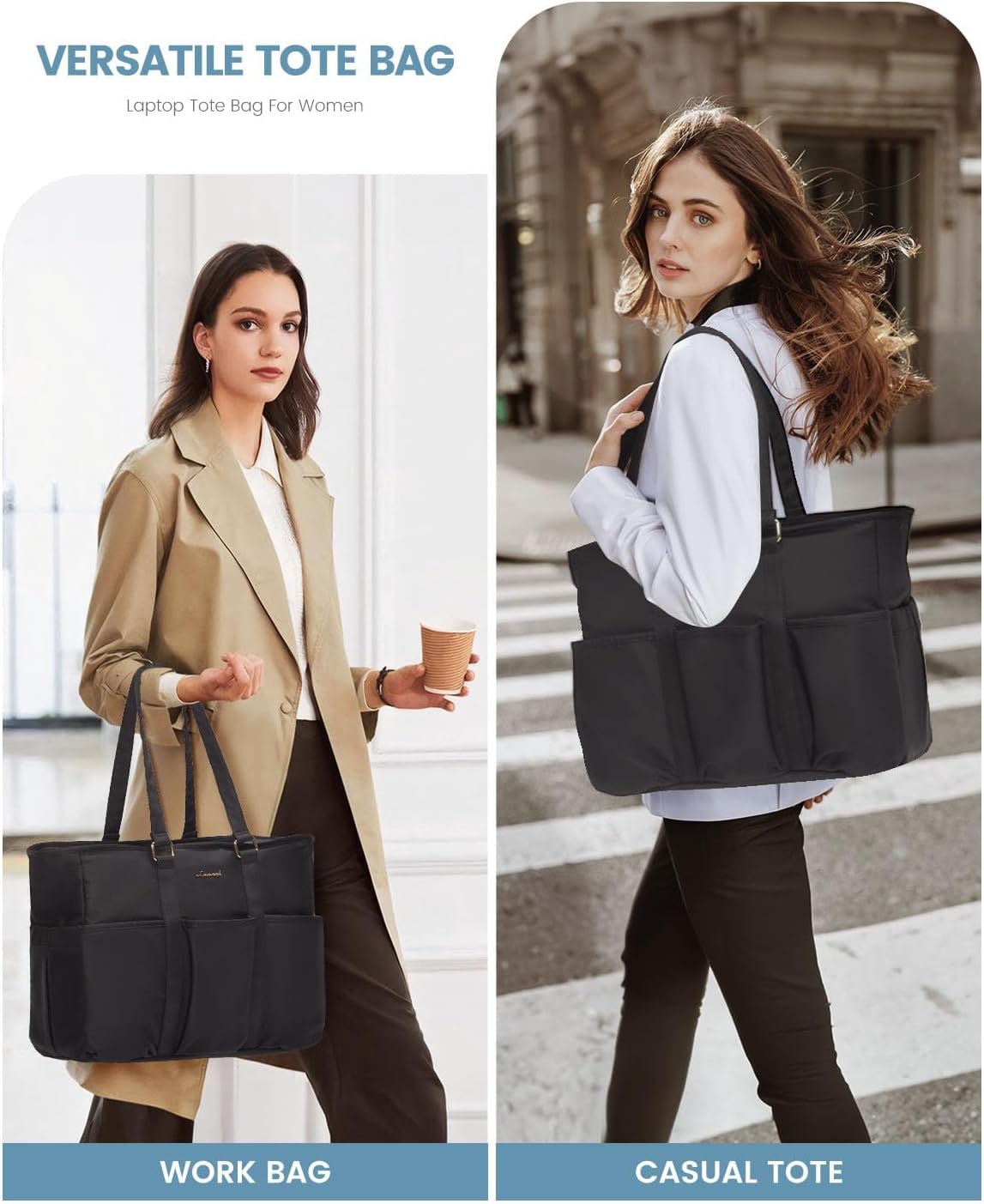 LOVEVOOK Laptop Tote Bag for Women Work, Teacher Tote Bag Nurse Bag With Large Cup Holder, Utility Professional