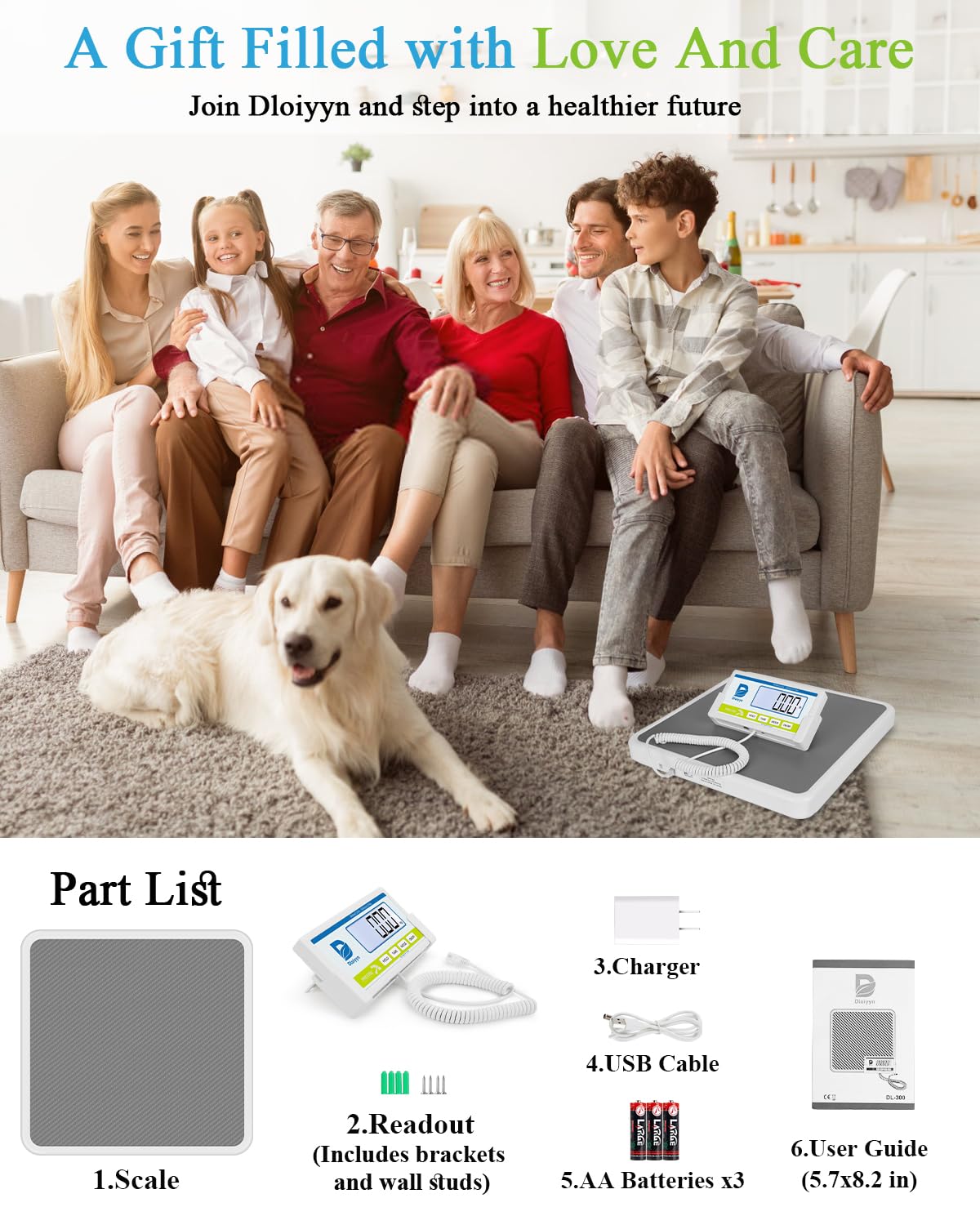 Medical Scale for Body Weight with Digital Display, 660 lb Limit, High Accuracy Medical Grade Floor Scale, Heavy Duty, kg/oz/lb Settings, AC Adapter & Battery Included, Portable Home & Physician Scale