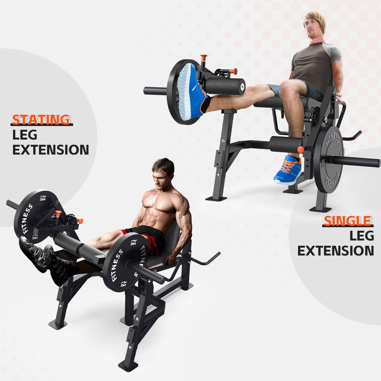 HIKEDIN Leg Press and Curl Machine, Single Leg Extension, Seated Leg Curl, Adjustable Leg Workout Bench, Plate Loaded Home Gym Equipment for Thigh & Hamstring Training, Heavy Duty Steel Frame,Black