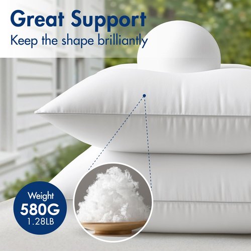 MIULEE Pack of 4 18x18 Outdoor Pillow Inserts, Waterproof Decorative Square Throw Pillow Inserts for Patio Sofa Garden Porch Couch