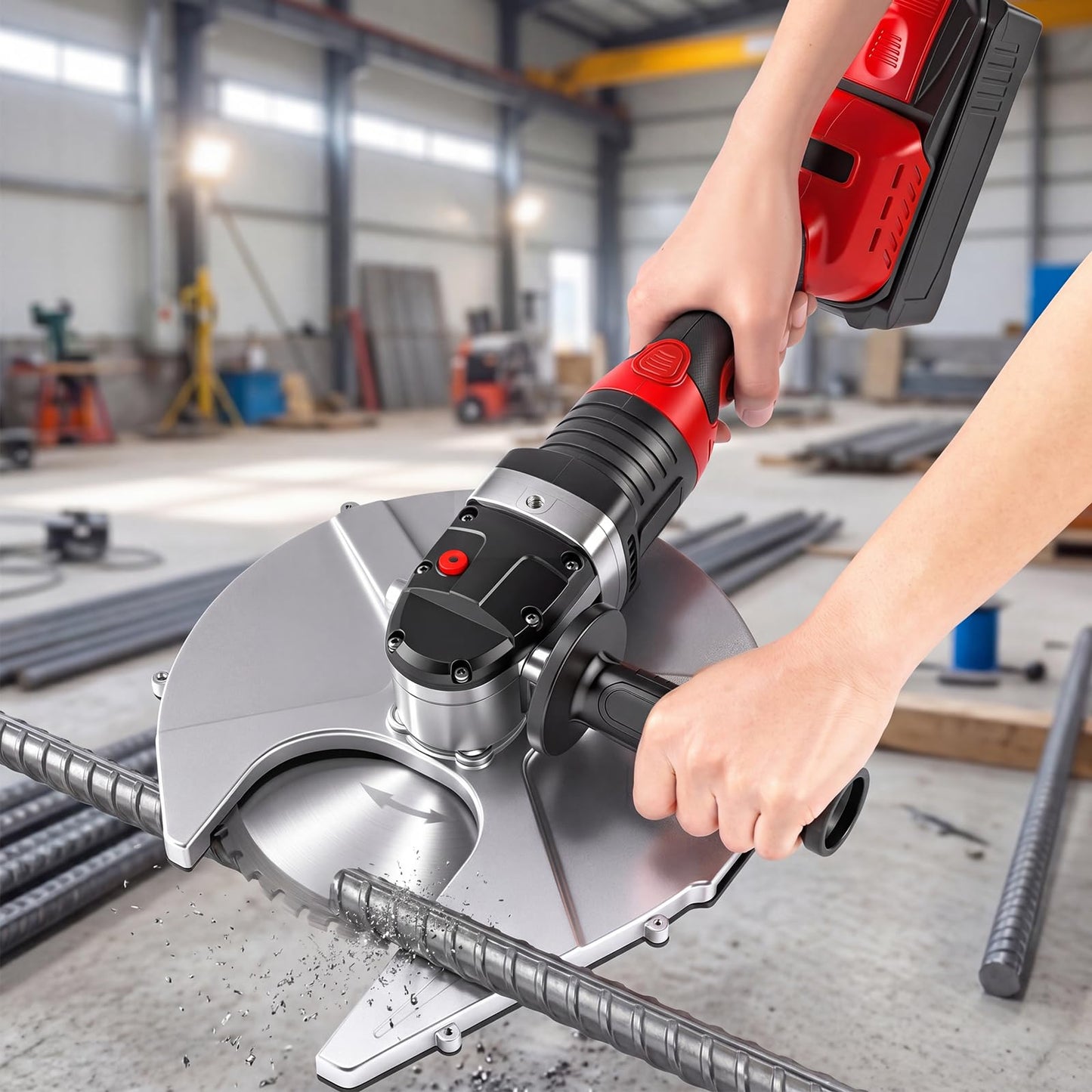 NEWTRY Cordless Rebar Cutter Cutting up to 5.31”(4-135mm), 36V Electric Rebar Cutter, Cordless Cutting Edge Saw Cutting Speed 4-5S Portable Rebar Cutter with Suitcase