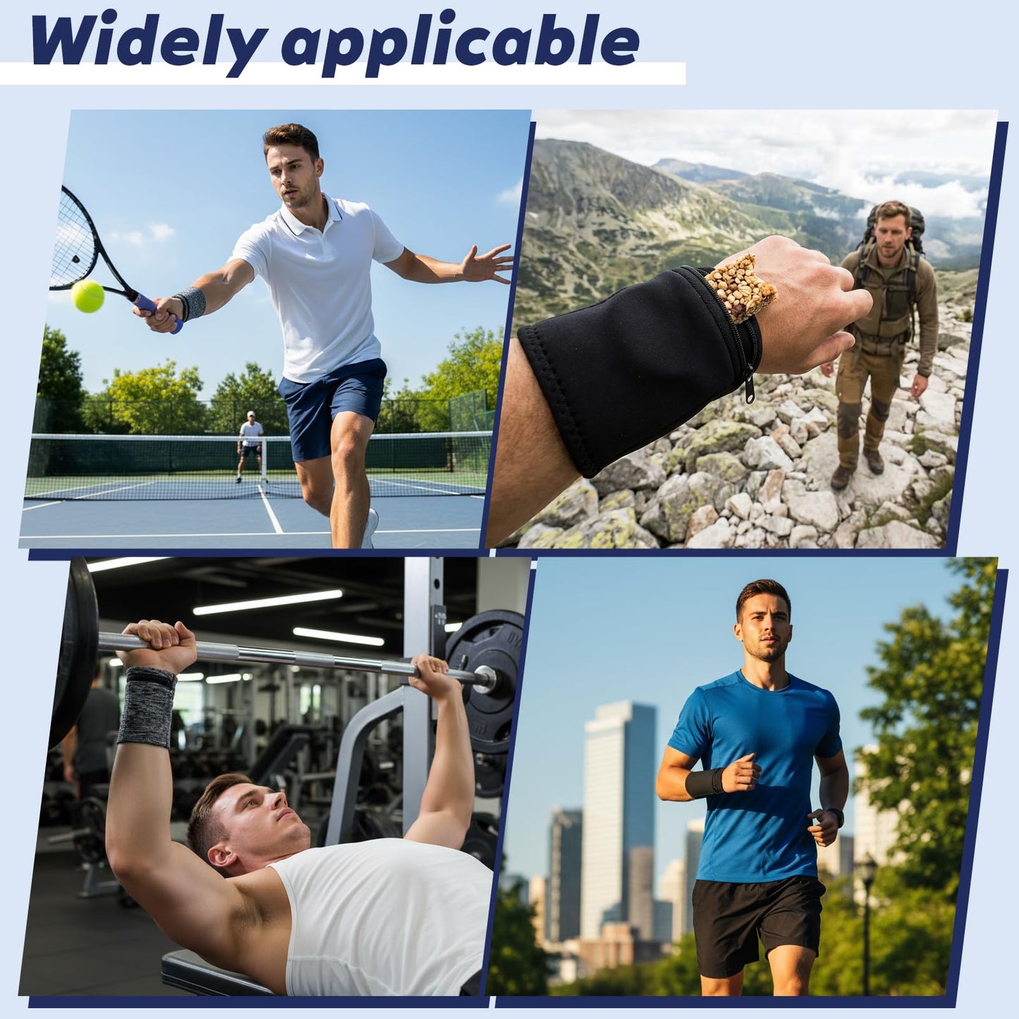 Yuanan 6 PCS Wrist Wallet, Wrist Wallet for Men Wearable Elastic Wristband with Zippered Pocket Light Running Wristbands for Storing Items During Sports, Travel and Outdoor Activities-2 Styles