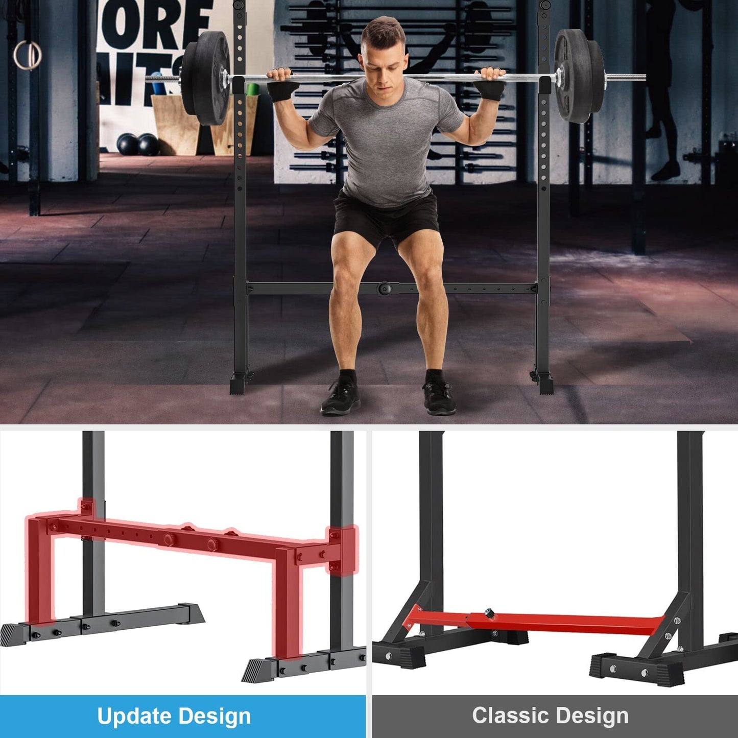 Uboway Barbell Rack Squat Stand Adjustable Bench Press Rack 700LBS Max Load Multi-Function Weight Lifting Home Gym Fitness