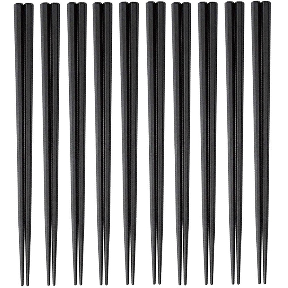 Daikoku Industrial SPS Hexagonal Chopsticks 9.1 inches (23 cm), Black, Set of 10, Commercial Use, Reuse, Made in Japan