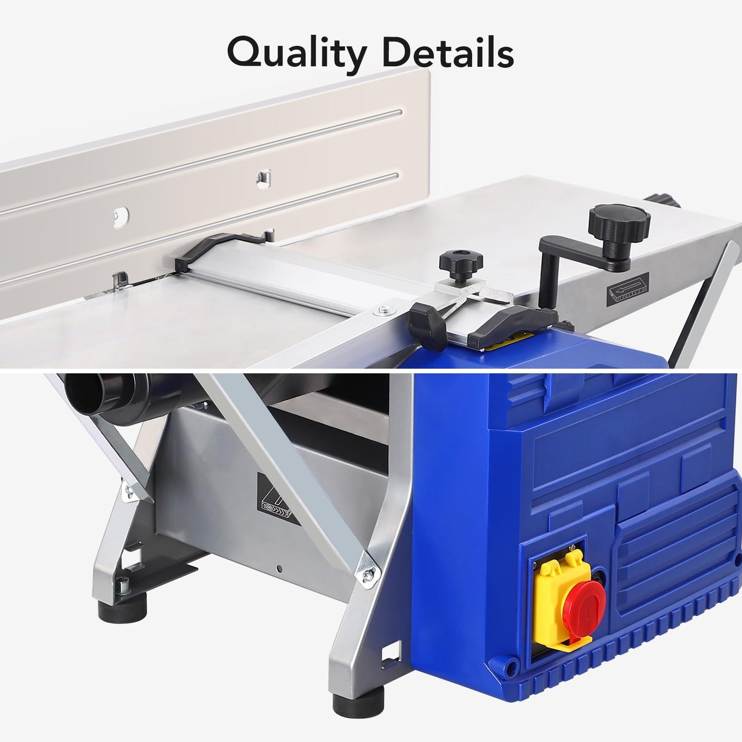 1250W Power Benchtop Planer, 29 "x 8" Worktable Thickness Wood Planer, Low Noise, Low Dust Planing and Dual Planing Function, for Removing Hard and Soft Wood Materials, Blue