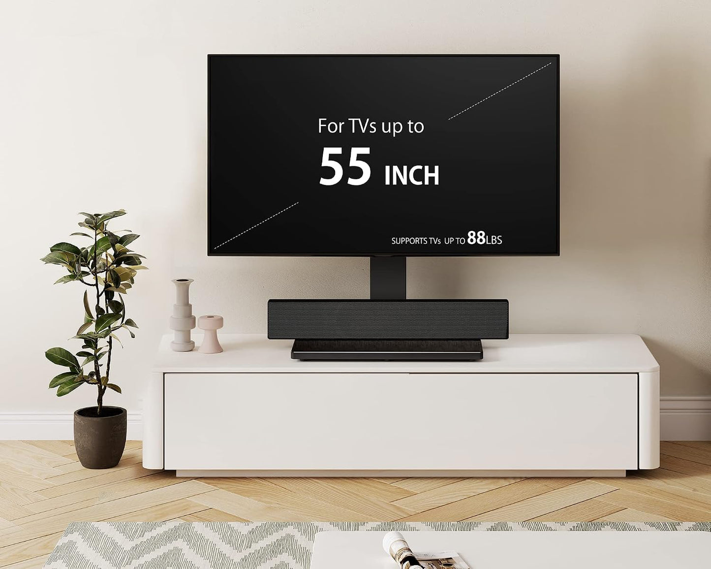 FITUEYES 27-55 inch Universal TV Mount Stand Table Top TV Stand for TVS Height Adjustable TV Stand Mount, Glass Base