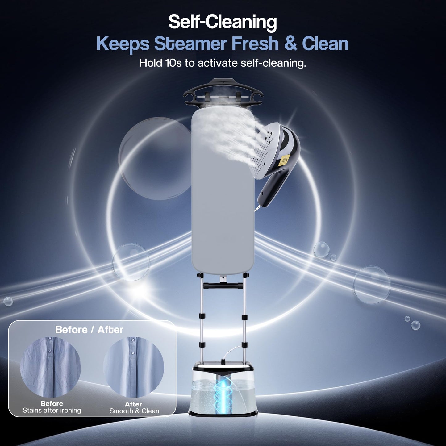 MOMOKOVA Standing Garment Steamer with Dry Ironing, 2000W Powerful Steamer for Clothes with with Flat & Slant & Hanging Iron Options,3 Steam Modes, 25s Fast Heat-Up, 2.2L Water Tank (Black-Silver)