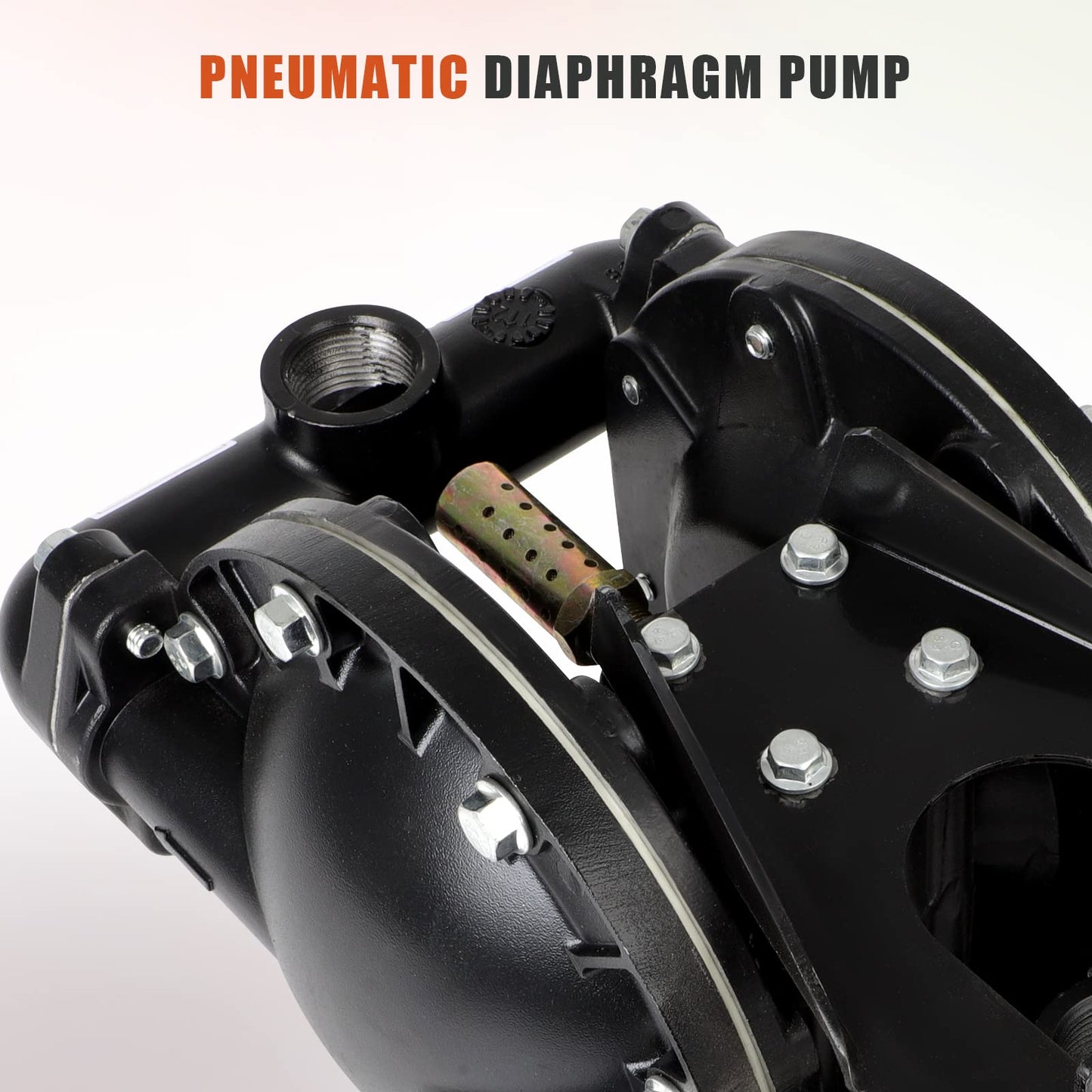 GCCSJ Air Operated Double Diaphragm Pump 1 inch Inlet/Outlet Pneumatic Chemical QBY4-25L 31 GPM Dual Diaphram Polypropylene Nitrile Rubber by Stainless Steel Iron 115 PSI