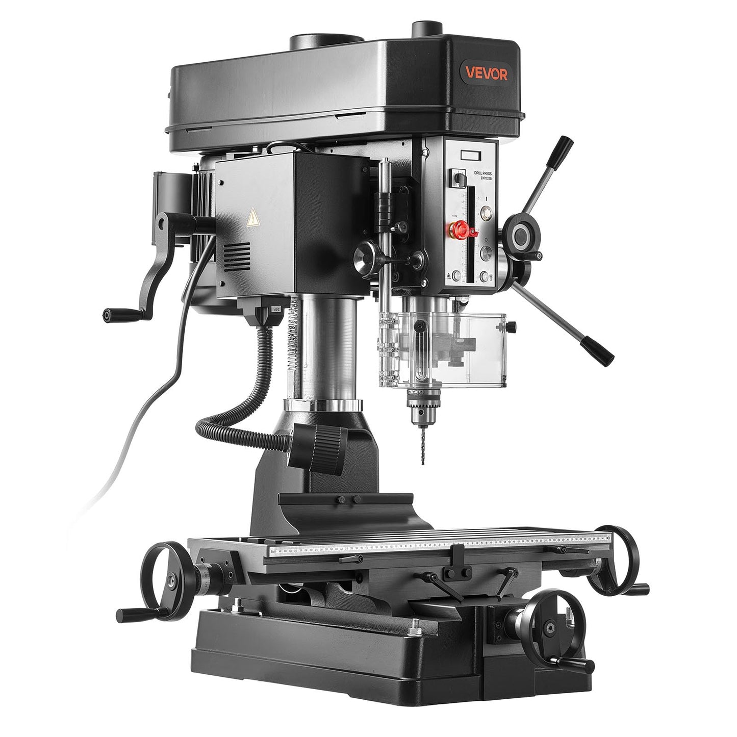 VEVOR 15.875-Inch Mill Drill Machine, 2 HP, Benchtop Milling Drill Press, 150-2560 RPM Adjustable Speed, with Rotating Vise, Laser and Work Light, Milling Drilling Machine, for Woodworking Light Metal