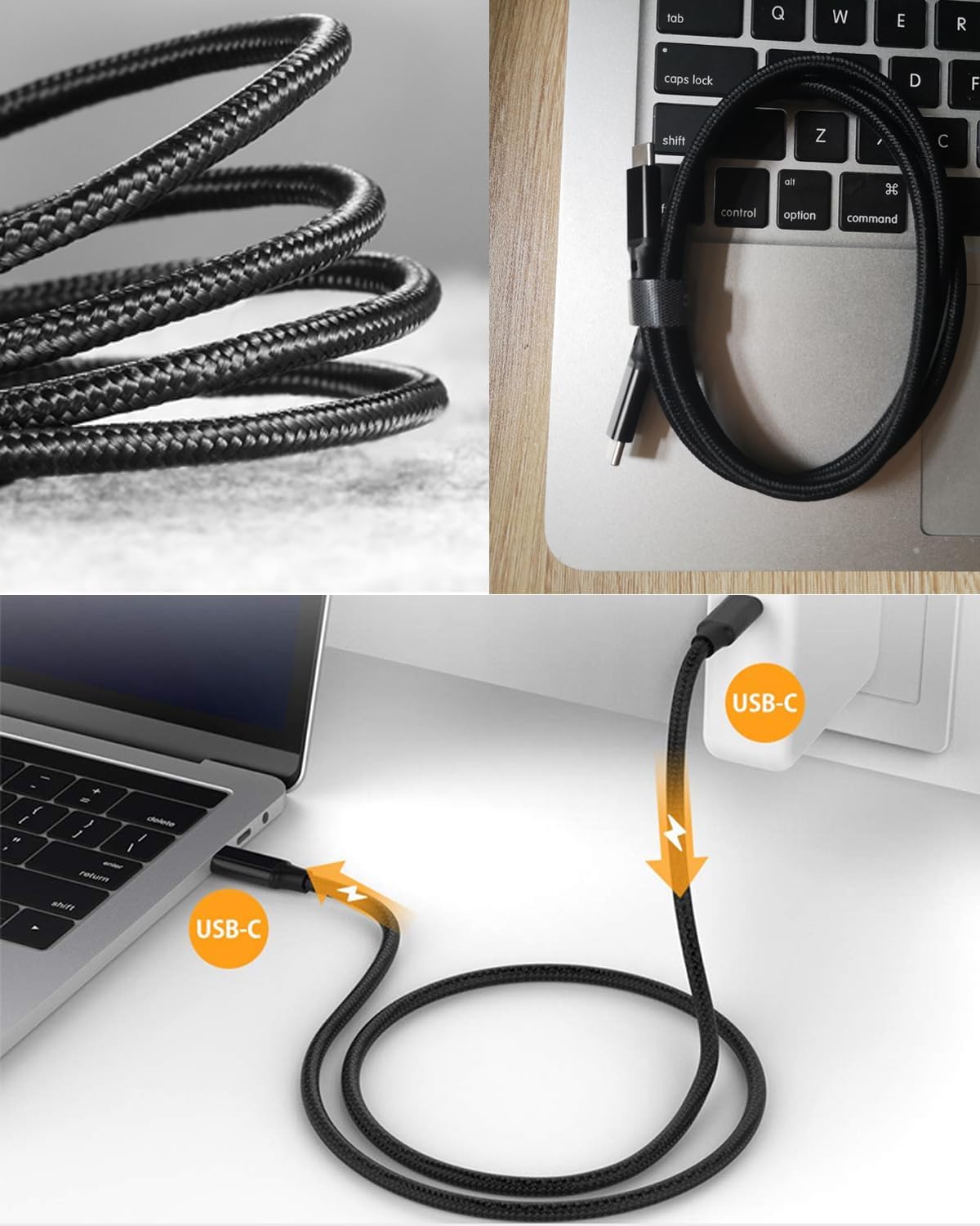 Elfesoul 3.2 2 16.5ft 4K 20Gbps 100W USB C to C Cable, Gen USB-C Cord - UHD PD Fast Charging Cable for MacBook Pro