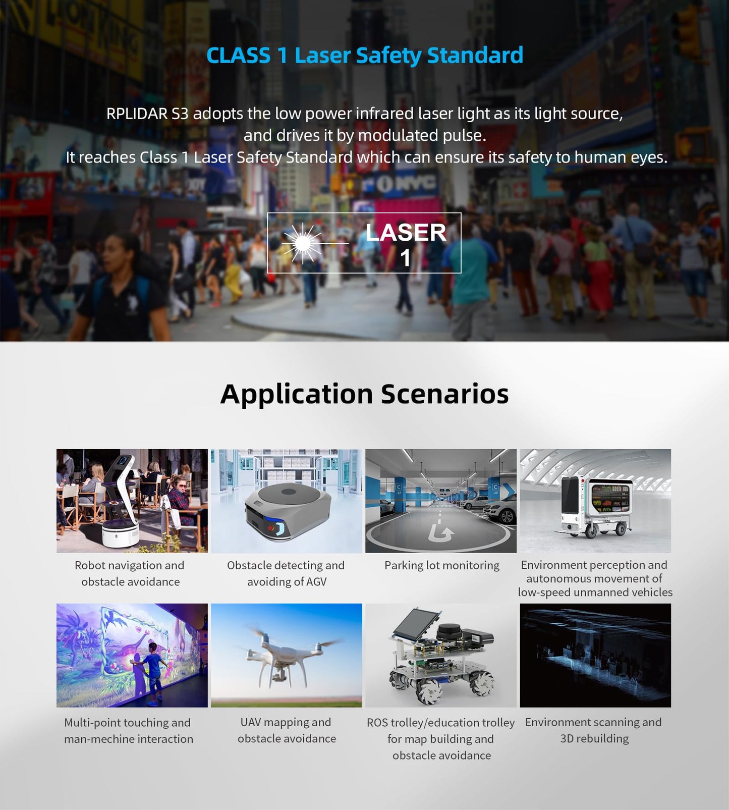 WayPonDEV RPLIDAR S3 Lidar Sensor 2D 360 Degree 40 Meters Scanning Radius IP65 ROS SLAM LIDAR Sensor Scanner for Obstacle Avoidance and Navigation of Robots (TTL UART)